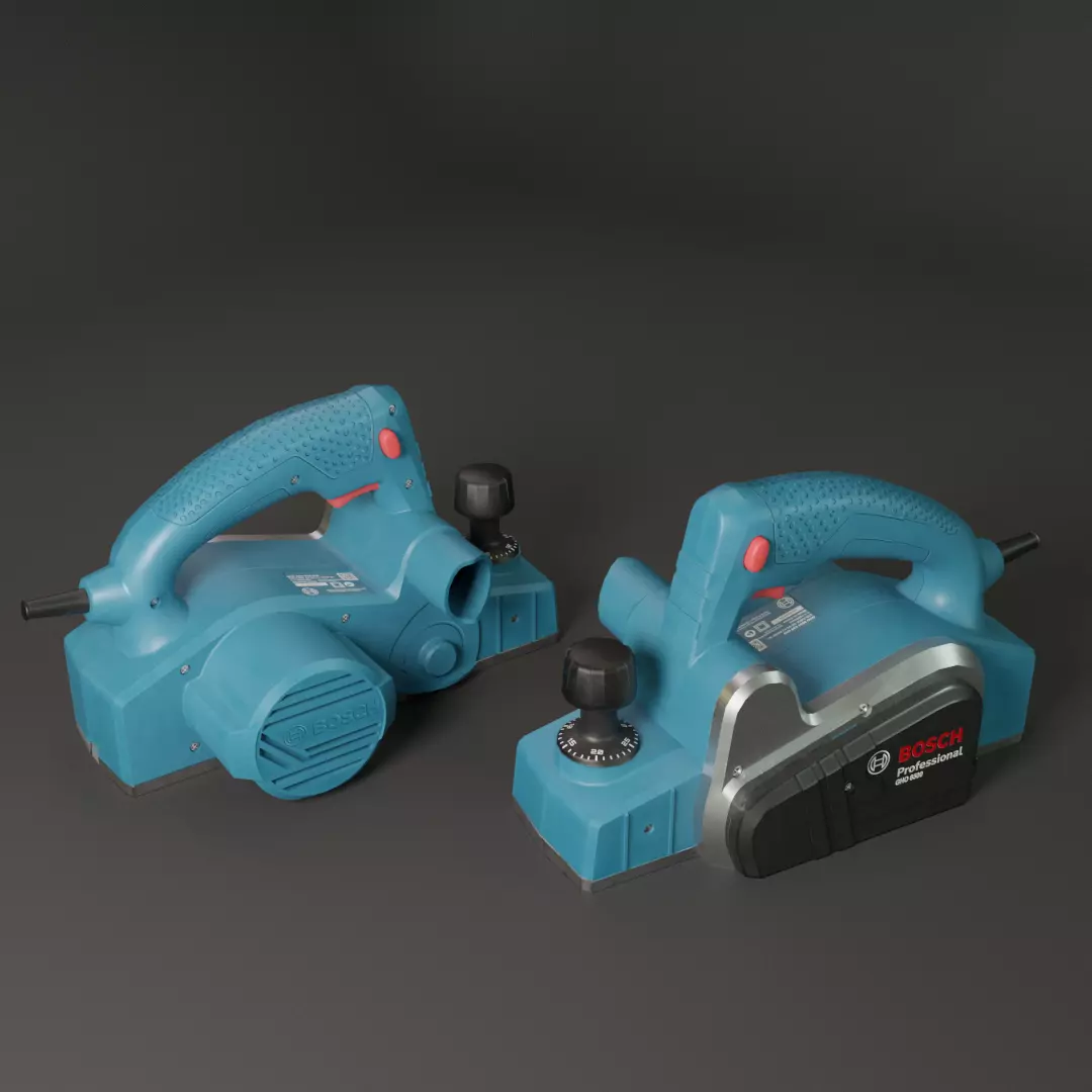 Realistic Bosch Power Planer with PBR Texture Low-poly 3D model_0