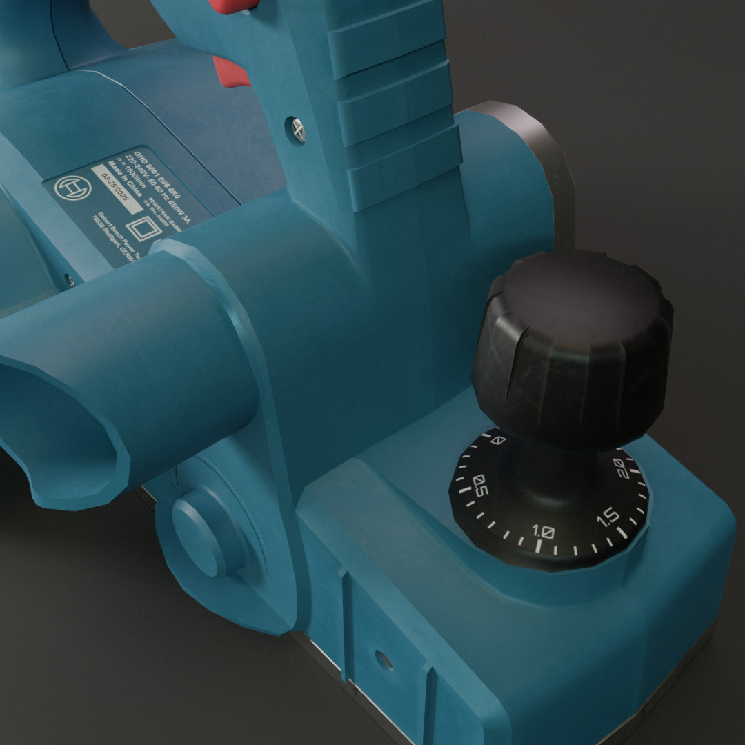 Realistic Bosch Power Planer with PBR Texture Low-poly 3D model_5
