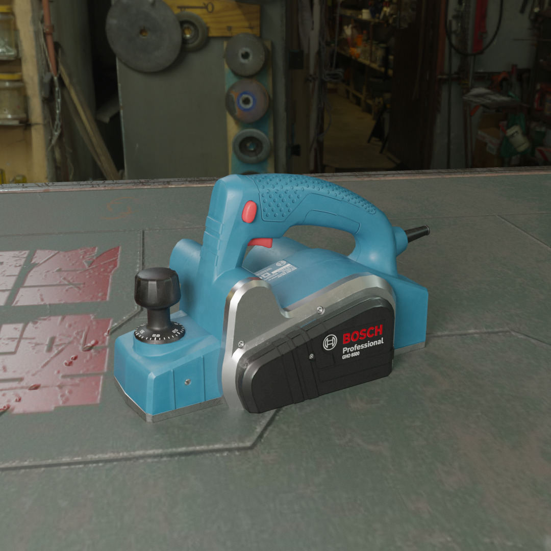 Realistic Bosch Power Planer with PBR Texture Low-poly 3D model_16