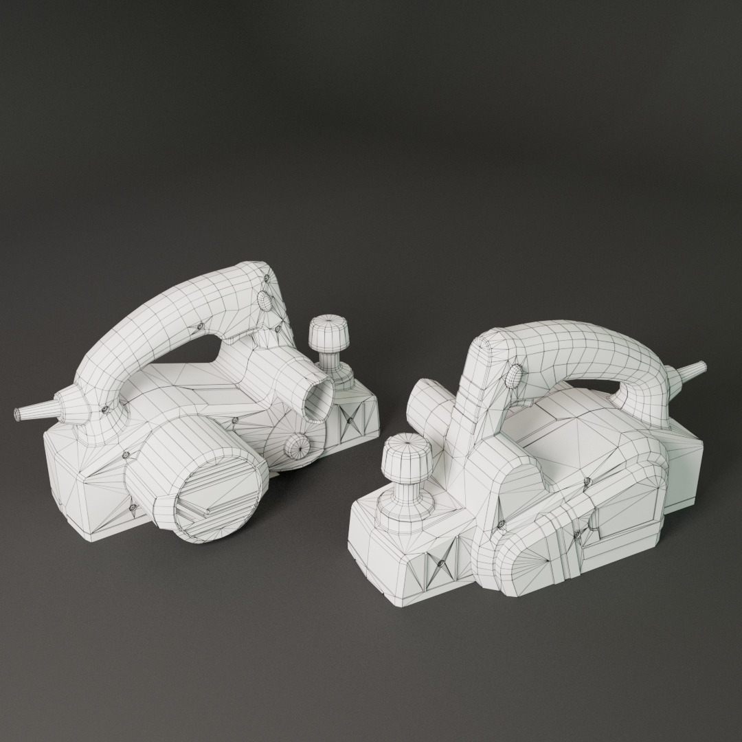 Realistic Bosch Power Planer with PBR Texture Low-poly 3D model_19