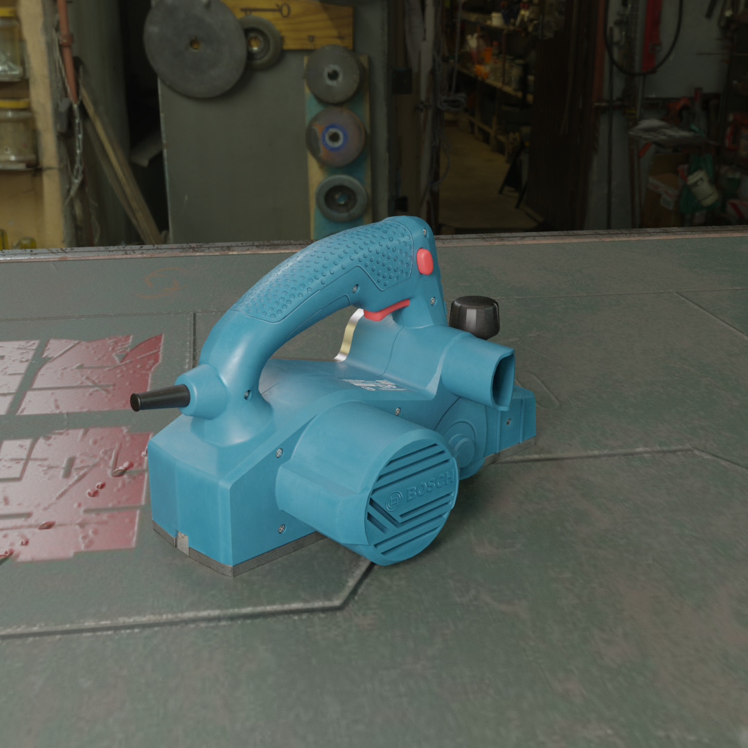 Realistic Bosch Power Planer with PBR Texture Low-poly 3D model_11