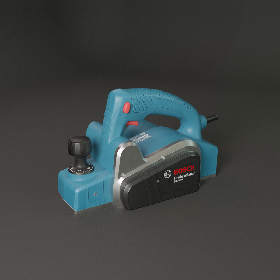 Realistic Bosch Power Planer with PBR Texture Low-poly 3D model_15