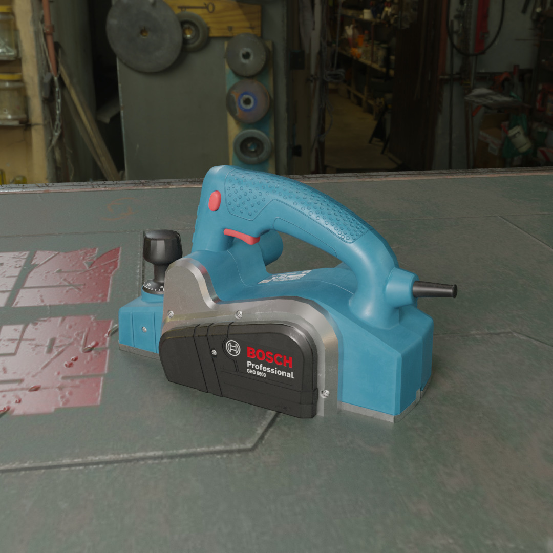 Realistic Bosch Power Planer with PBR Texture Low-poly 3D model_13