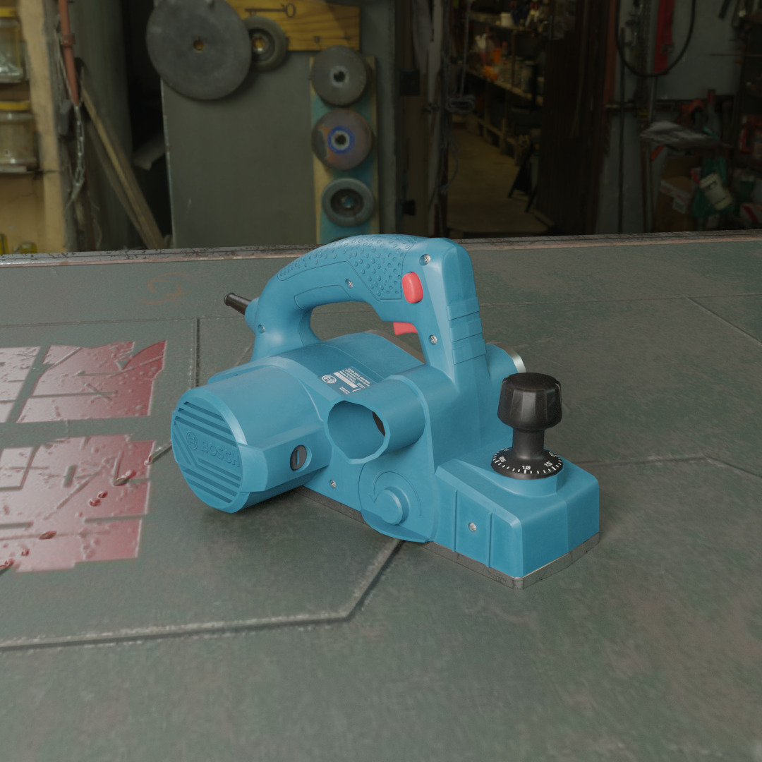 Realistic Bosch Power Planer with PBR Texture Low-poly 3D model_8