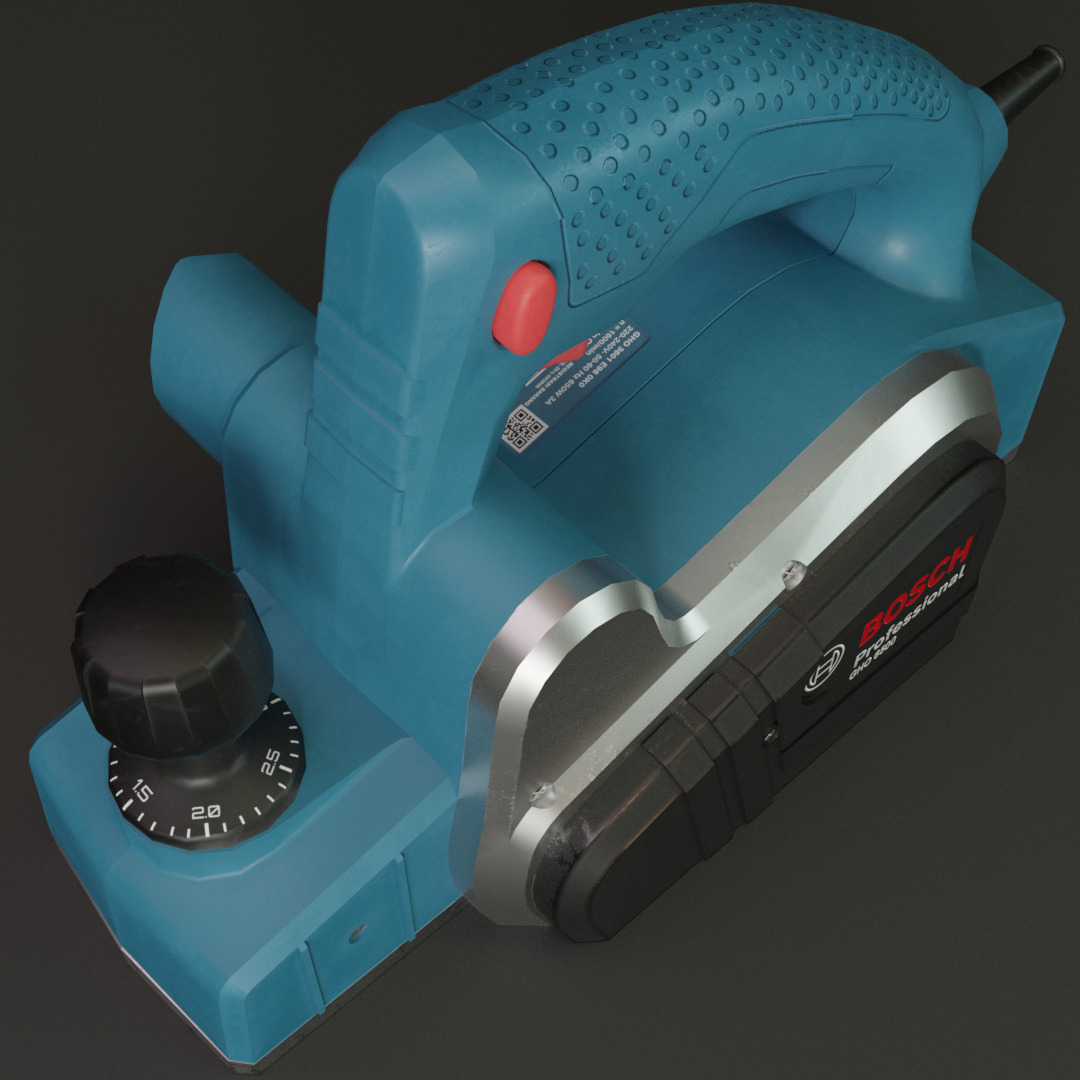 Realistic Bosch Power Planer with PBR Texture Low-poly 3D model_4