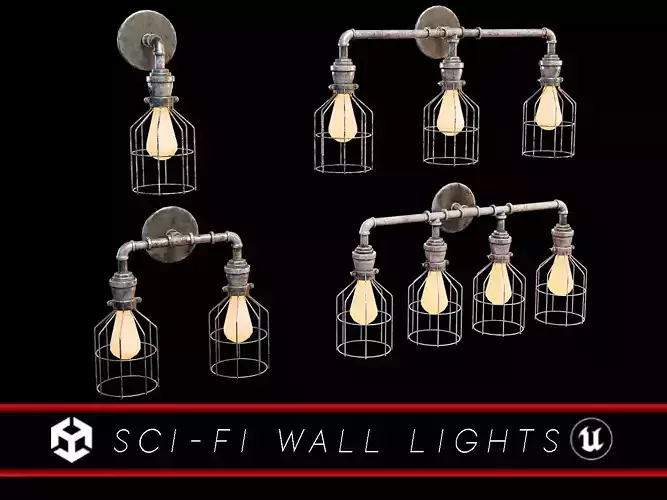 Sci-Fi Utility Light Wall Mount Set
