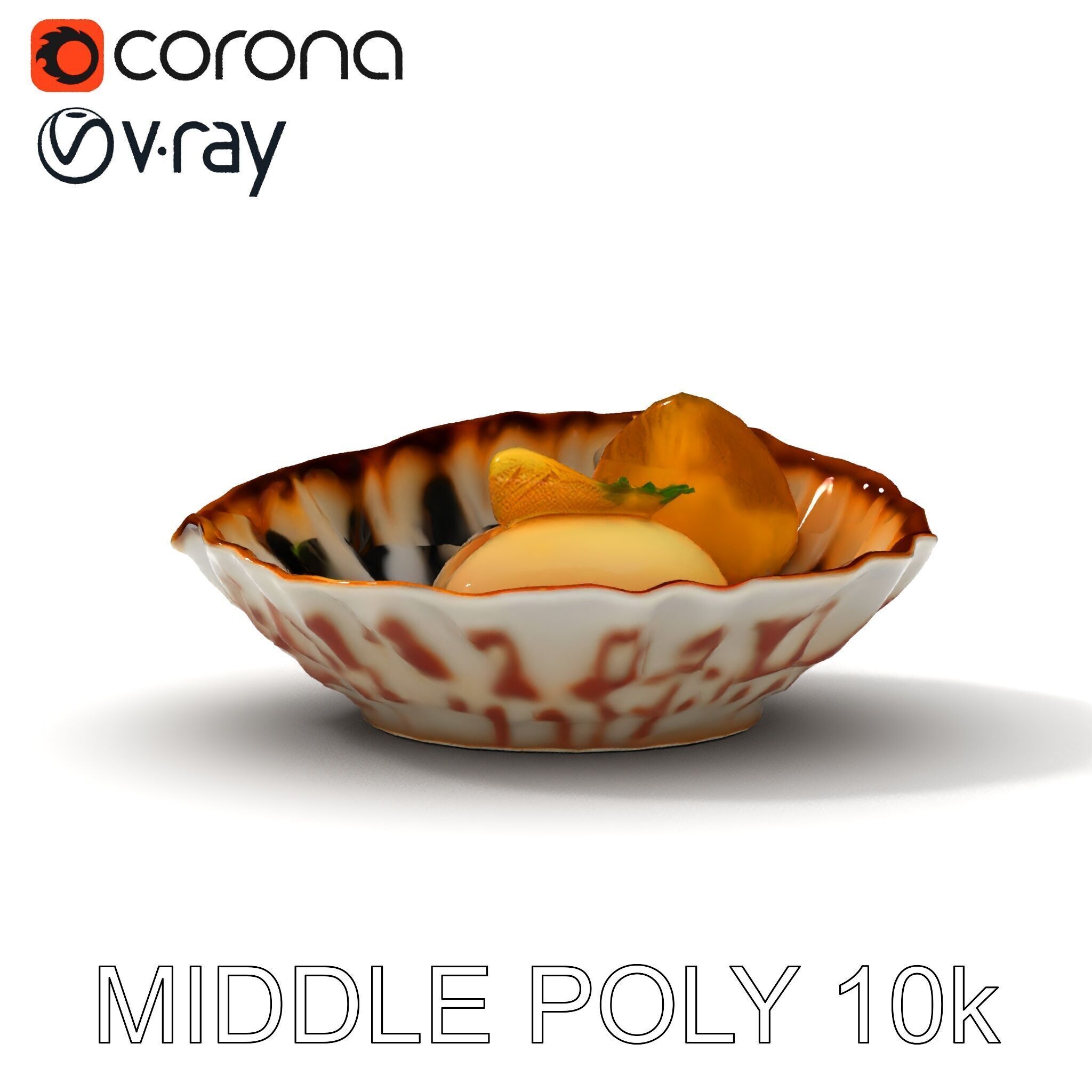 Elegant Dessert Dish with Shell Plate Model Pack Low-poly 3D model_31