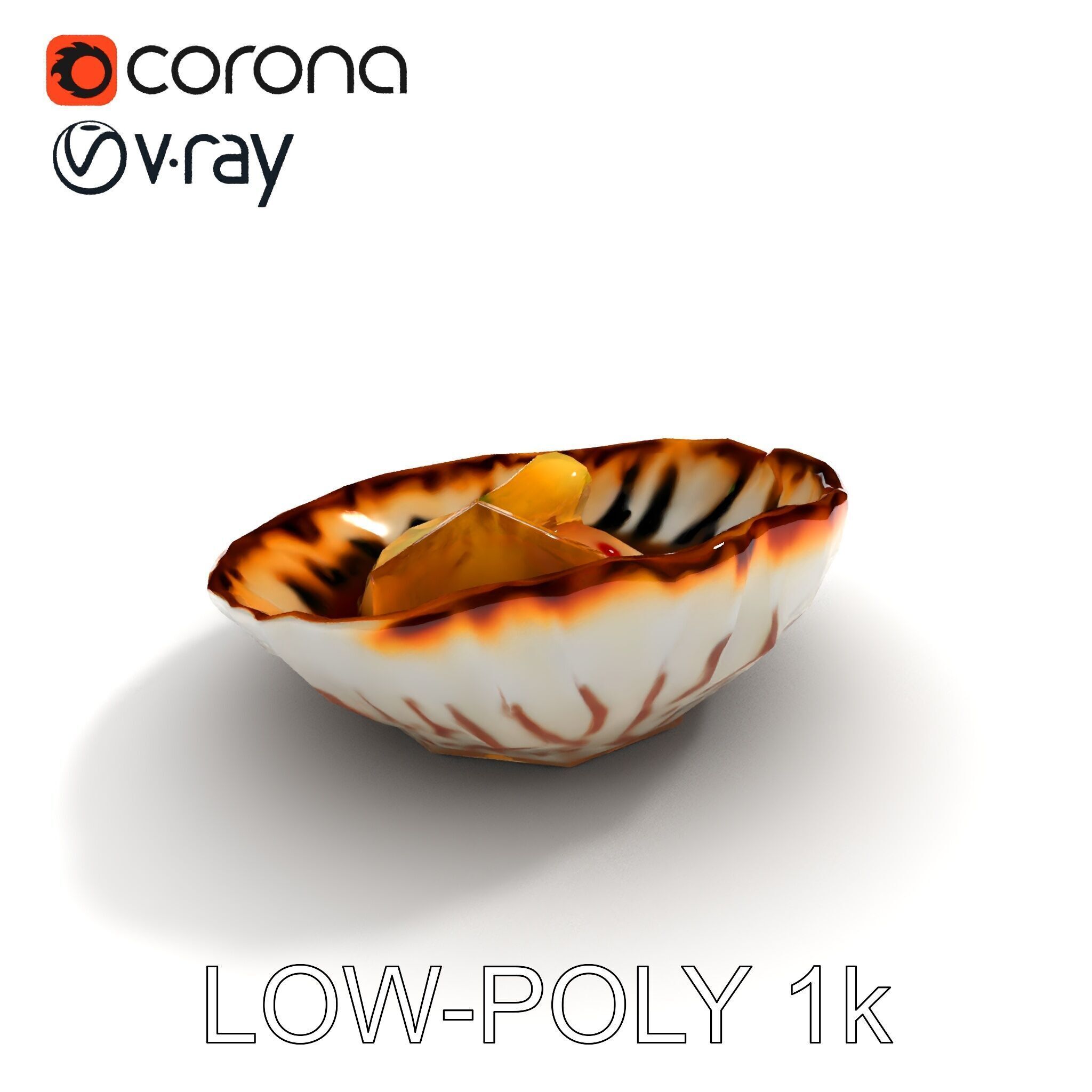 Elegant Dessert Dish with Shell Plate Model Pack Low-poly 3D model_23