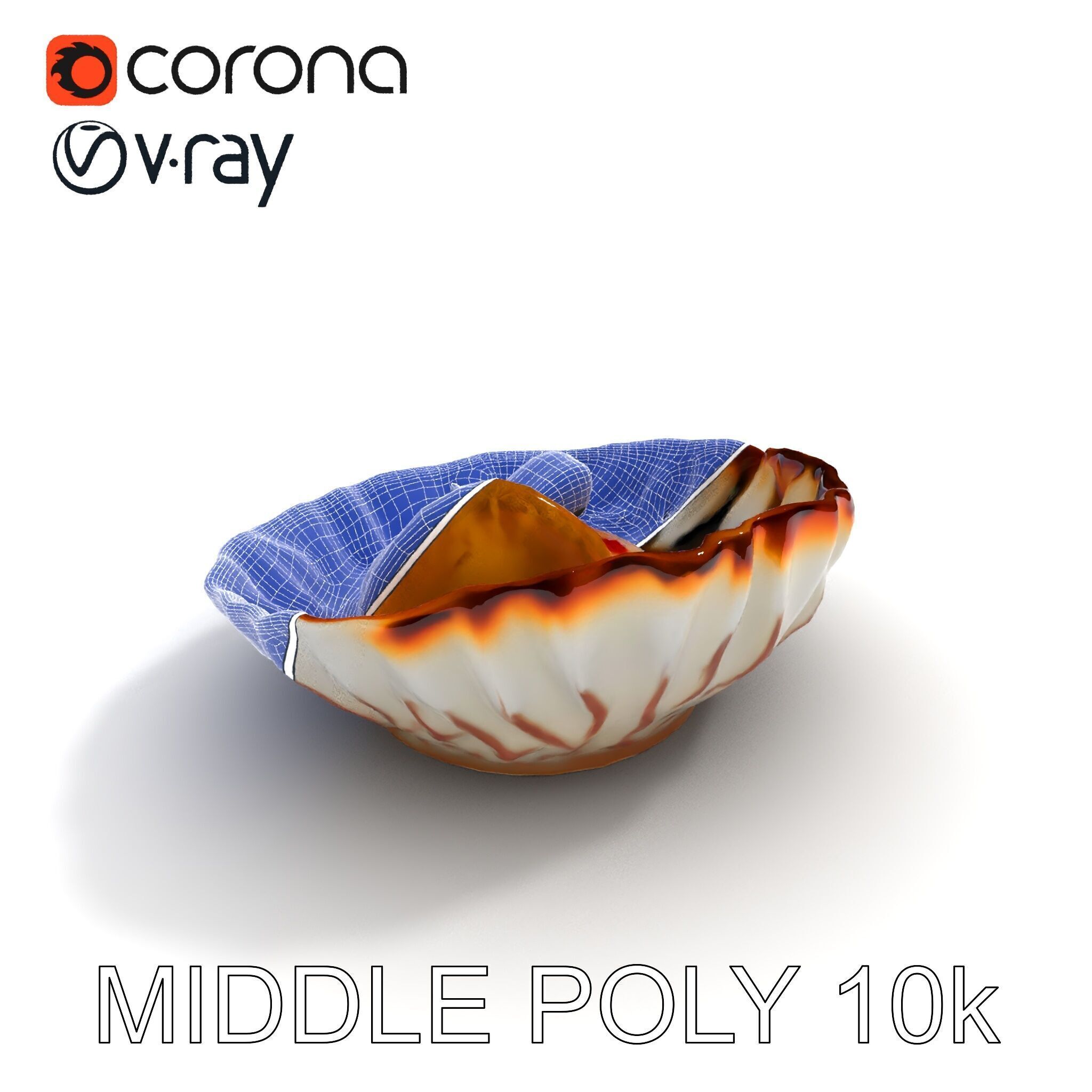 Elegant Dessert Dish with Shell Plate Model Pack Low-poly 3D model_22