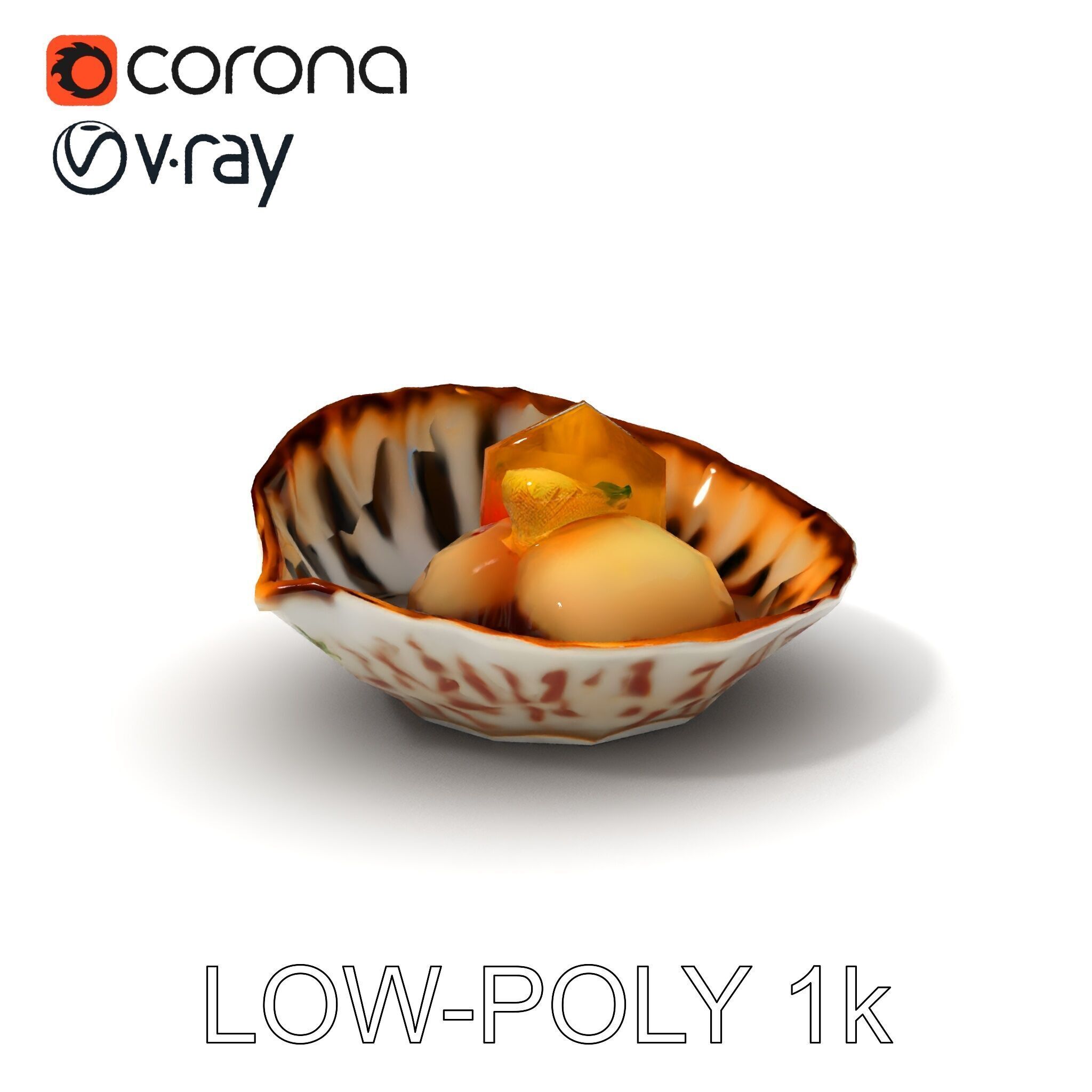 Elegant Dessert Dish with Shell Plate Model Pack Low-poly 3D model_34