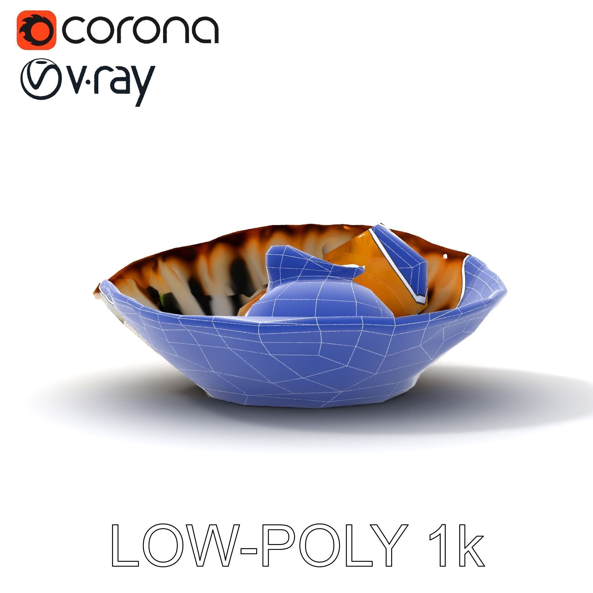 Elegant Dessert Dish with Shell Plate Model Pack Low-poly 3D model_29