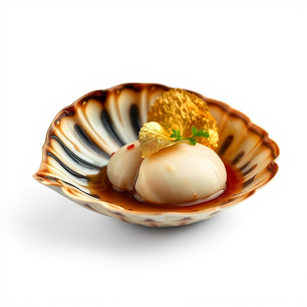 Elegant Dessert Dish with Shell Plate Model Pack Low-poly 3D model_4