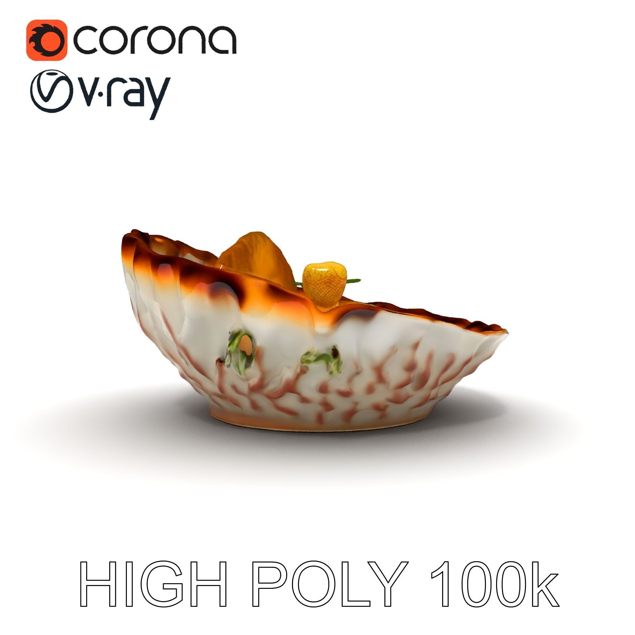 Elegant Dessert Dish with Shell Plate Model Pack Low-poly 3D model_21