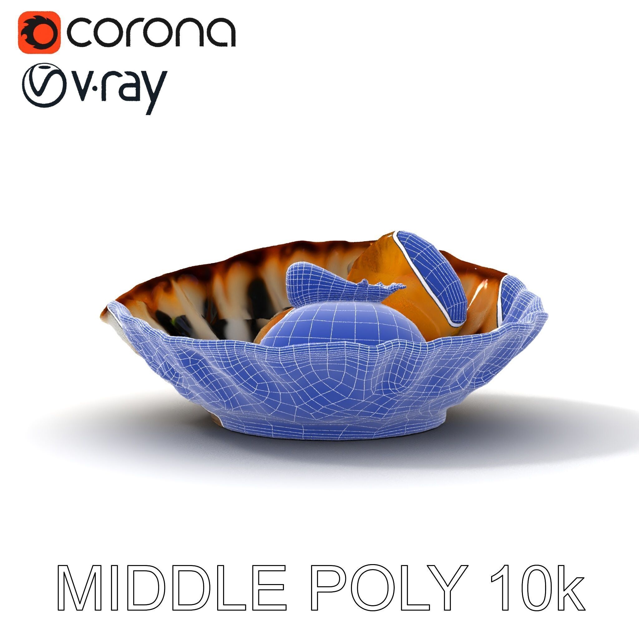 Elegant Dessert Dish with Shell Plate Model Pack Low-poly 3D model_28
