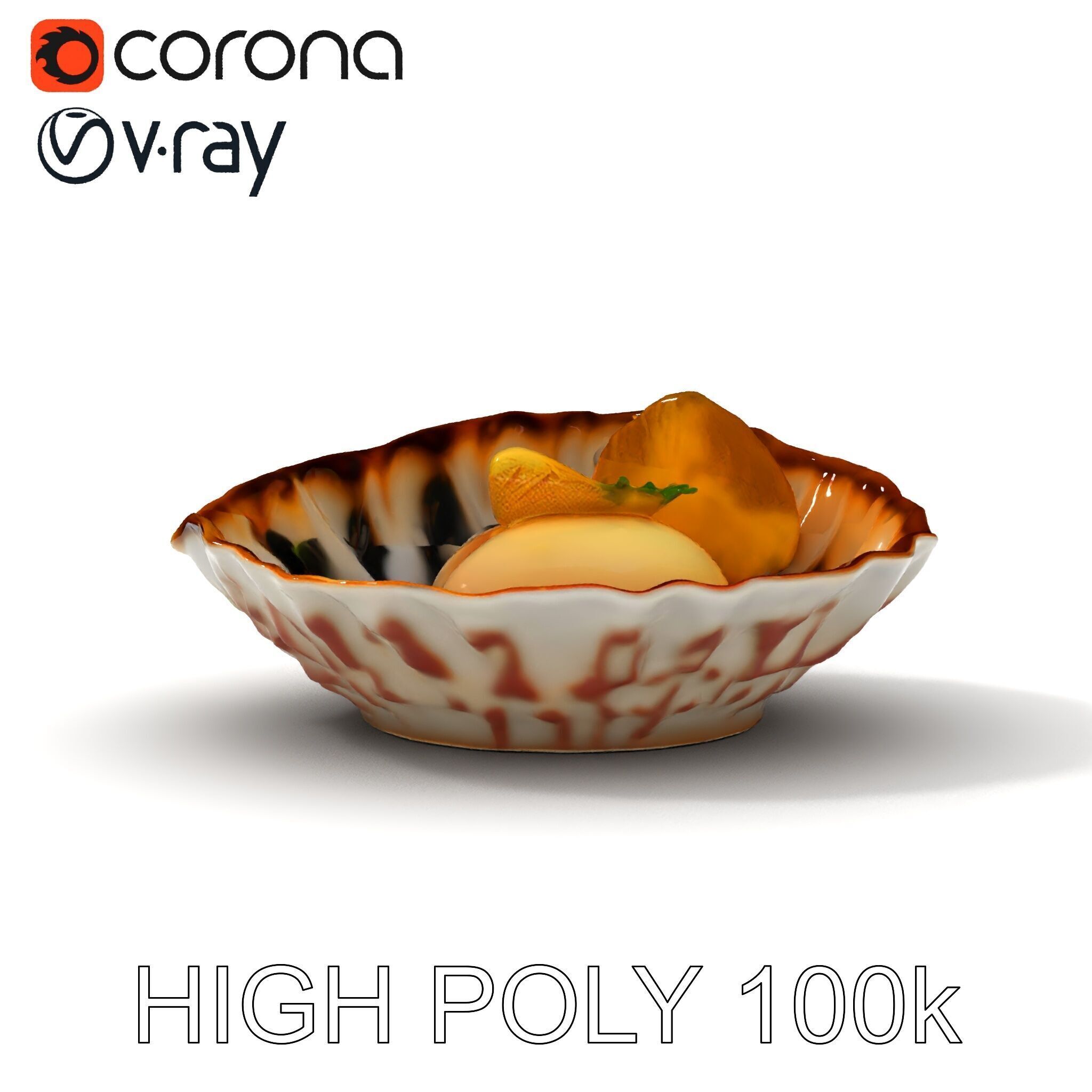 Elegant Dessert Dish with Shell Plate Model Pack Low-poly 3D model_24