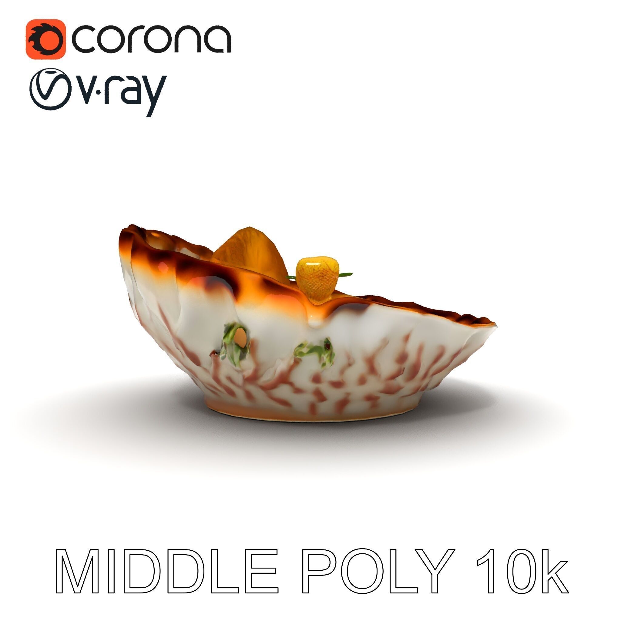Elegant Dessert Dish with Shell Plate Model Pack Low-poly 3D model_33