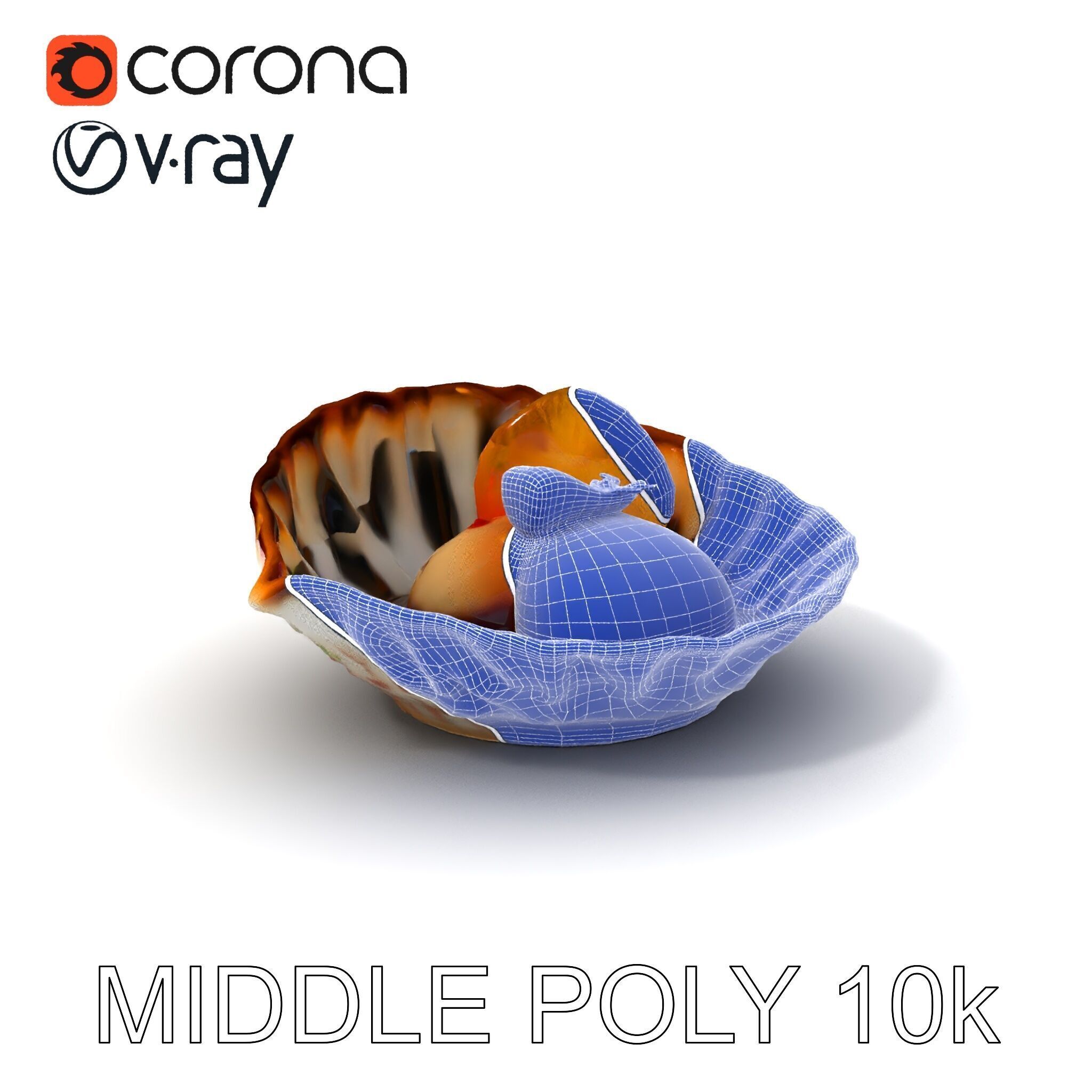 Elegant Dessert Dish with Shell Plate Model Pack Low-poly 3D model_17