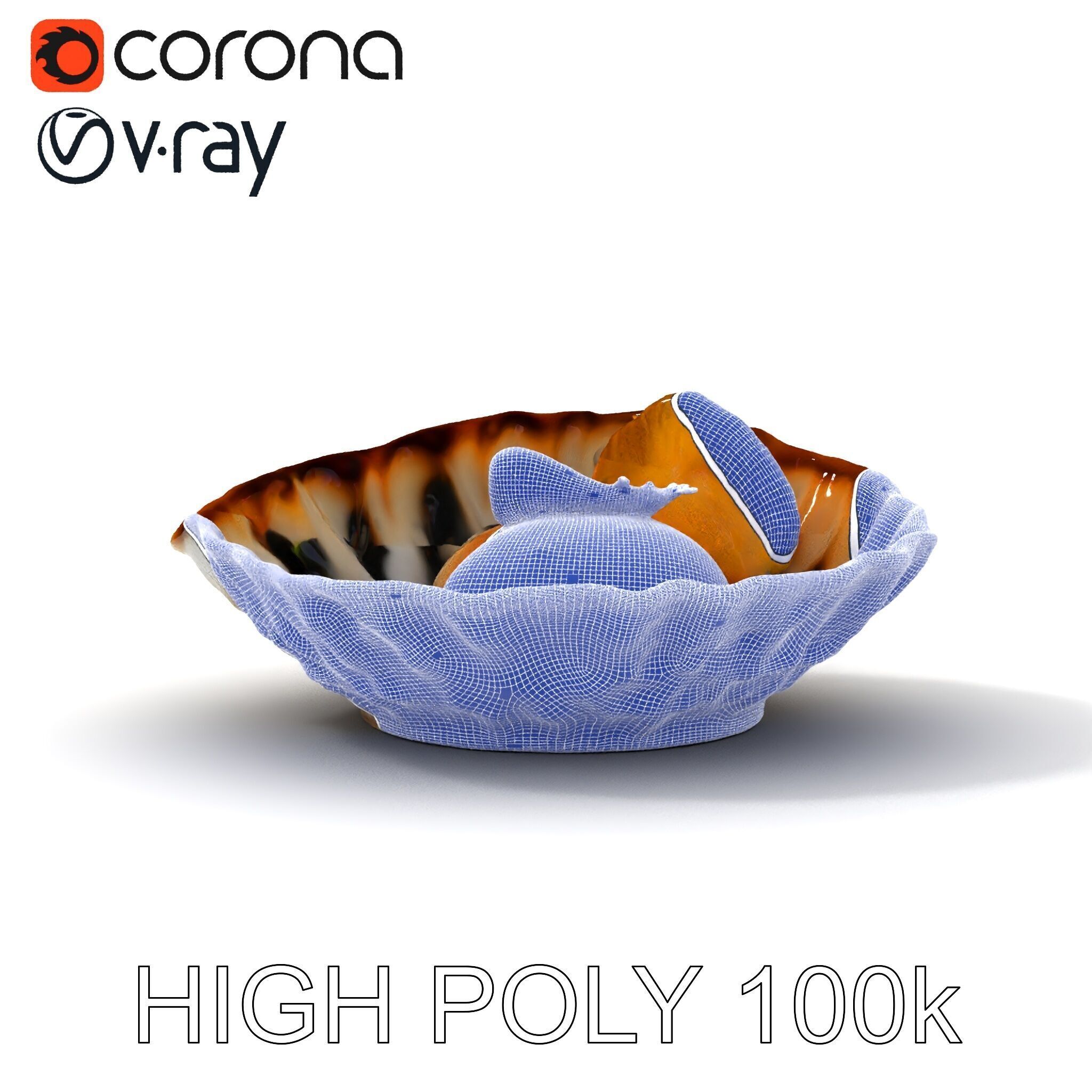 Elegant Dessert Dish with Shell Plate Model Pack Low-poly 3D model_11