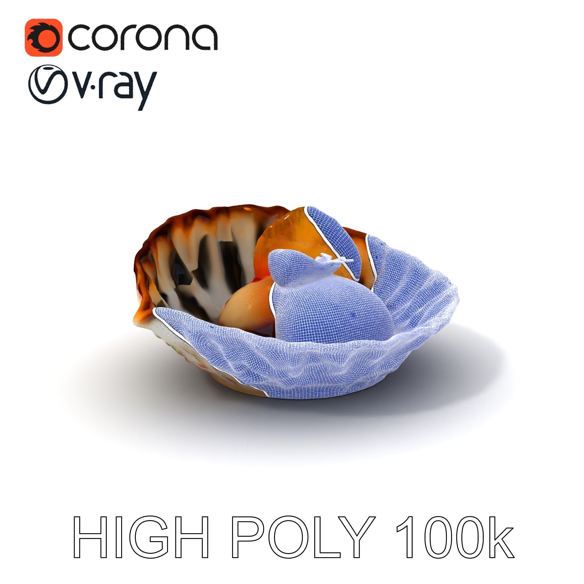 Elegant Dessert Dish with Shell Plate Model Pack Low-poly 3D model_3