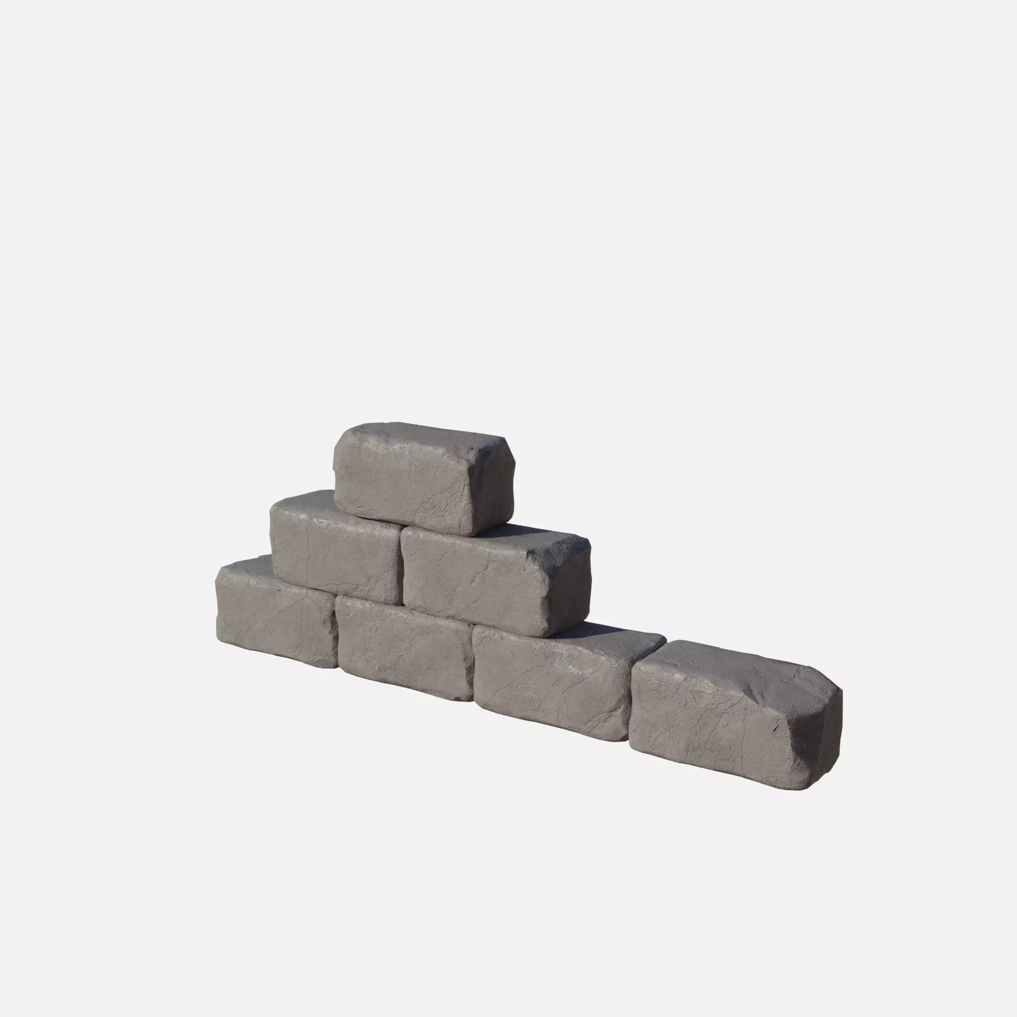 Old bricks wall 2 Low-poly 3D model_0