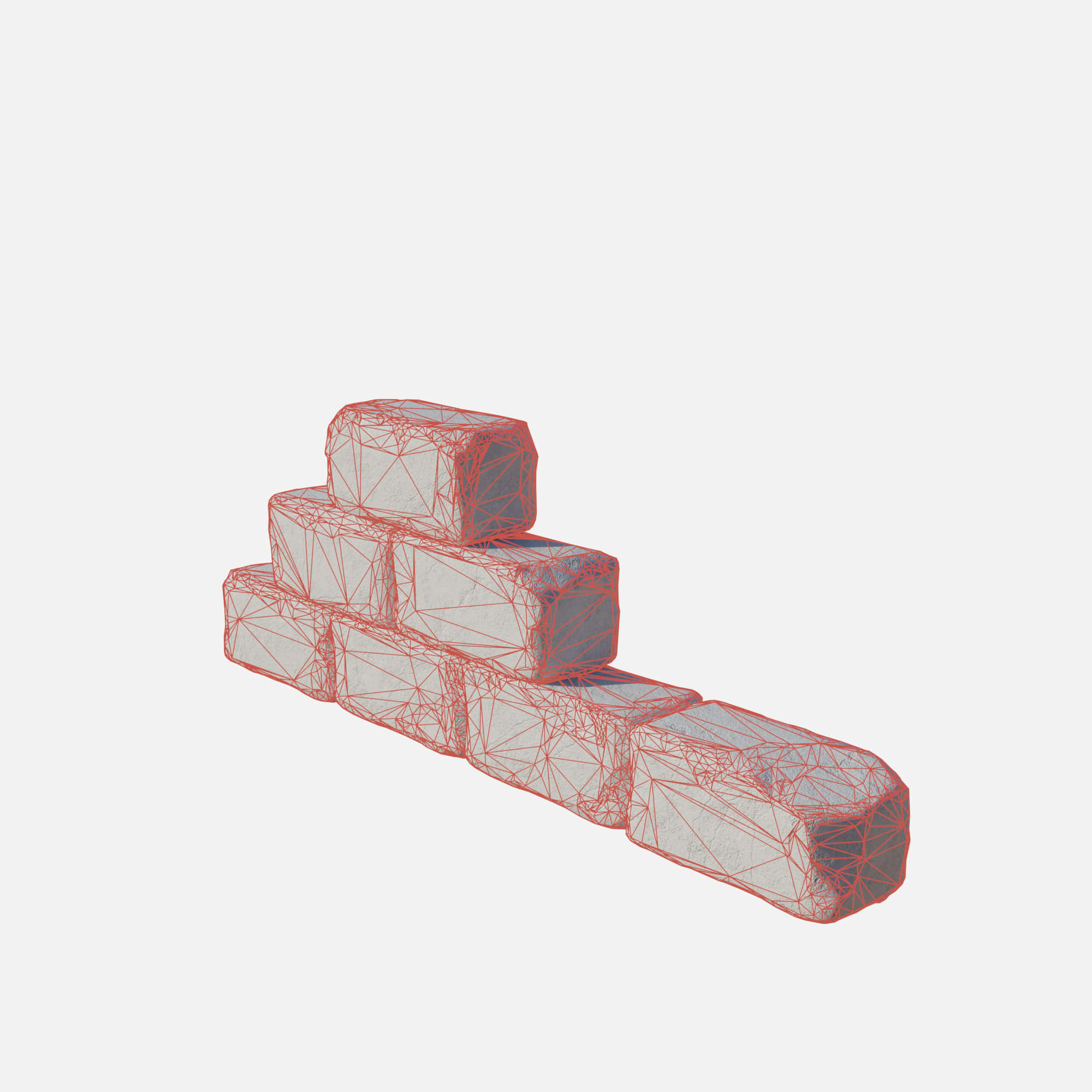 Old bricks wall 2 Low-poly 3D model_5