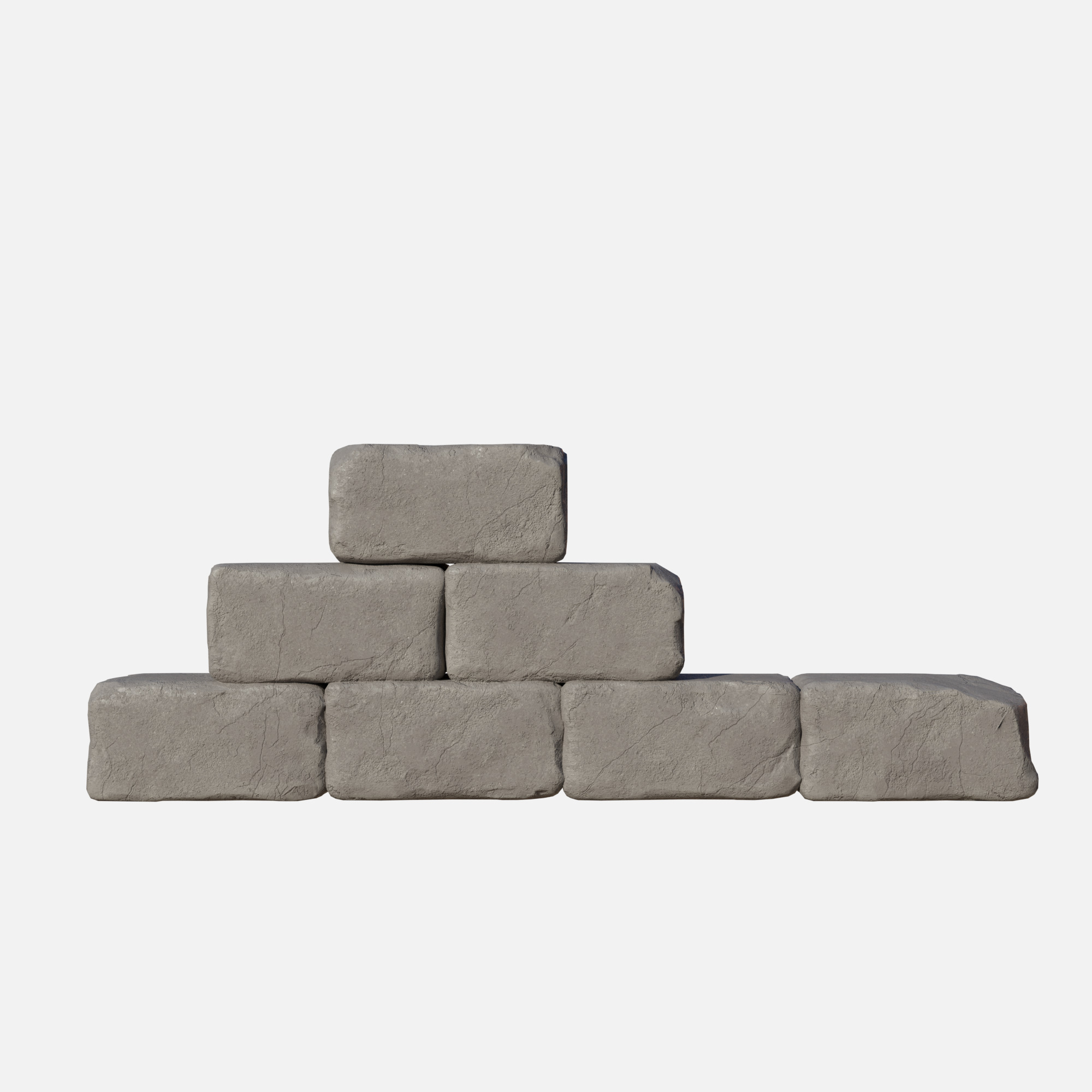 Old bricks wall 2 Low-poly 3D model_2