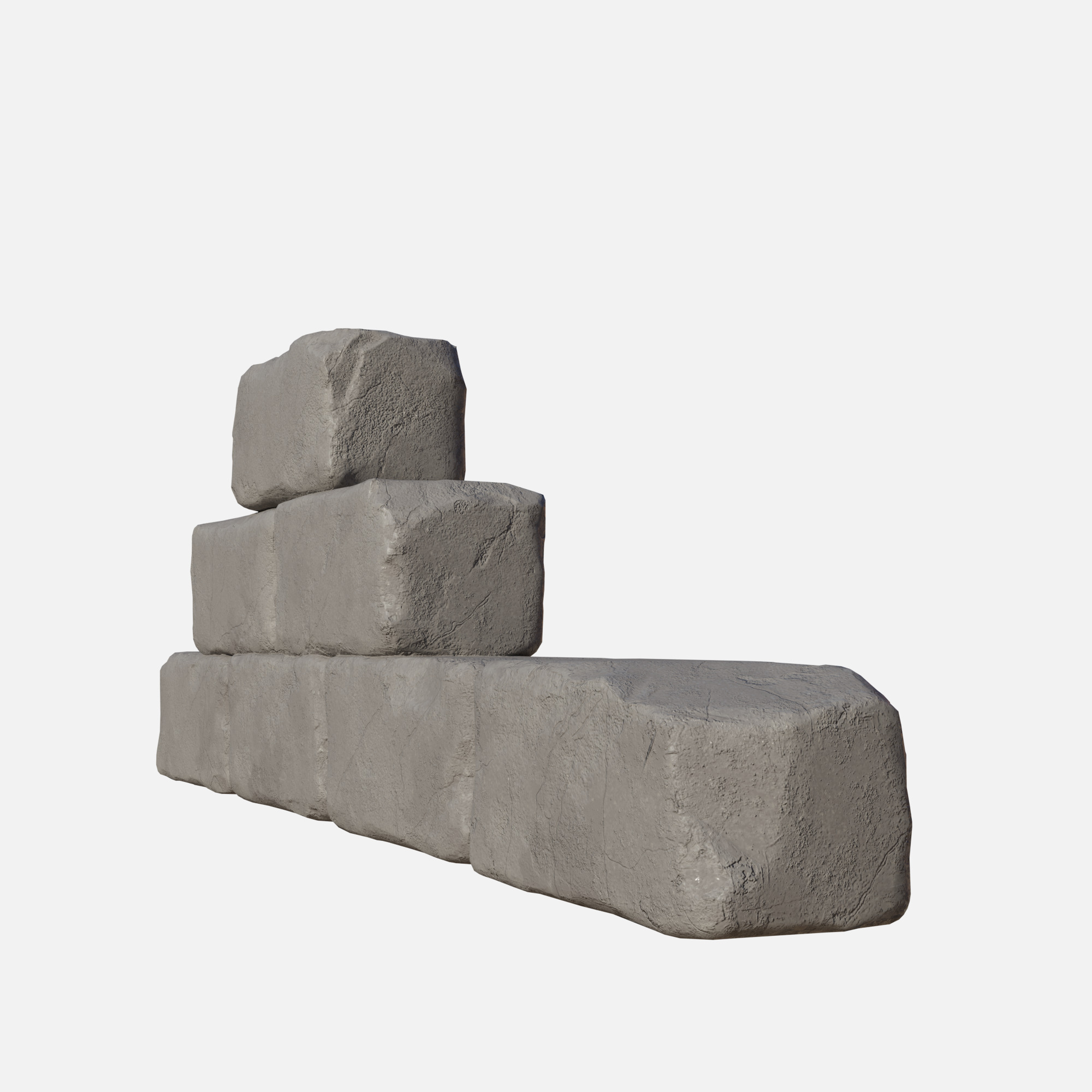Old bricks wall 2 Low-poly 3D model_4