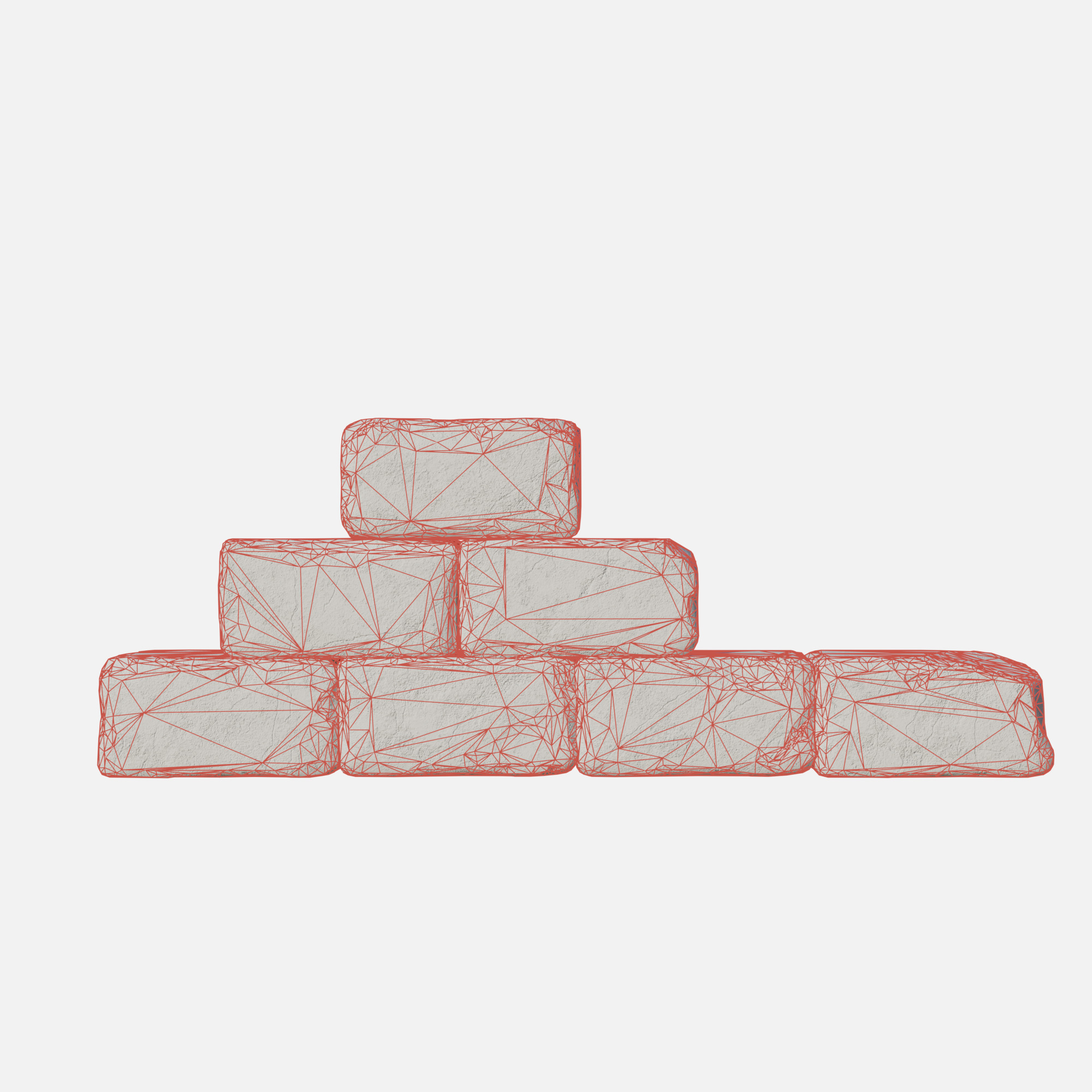 Old bricks wall 2 Low-poly 3D model_6