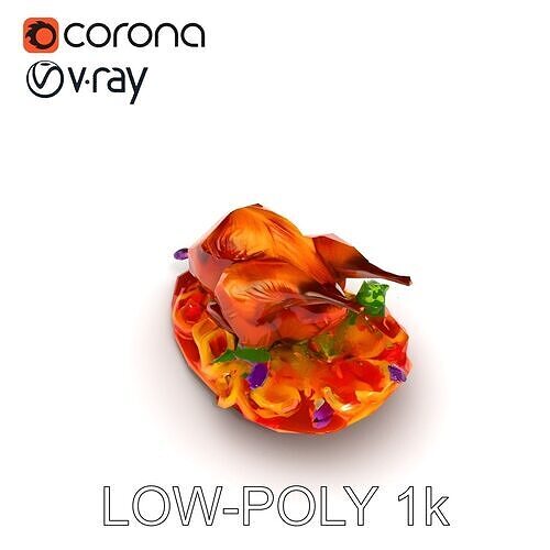 Gourmet Roasted Duck with Pasta Model Pack Low-poly 3D model 7