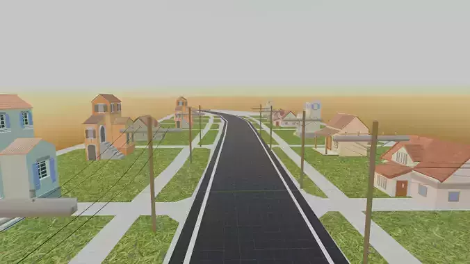 Low-Poly Stylized Suburban Environment