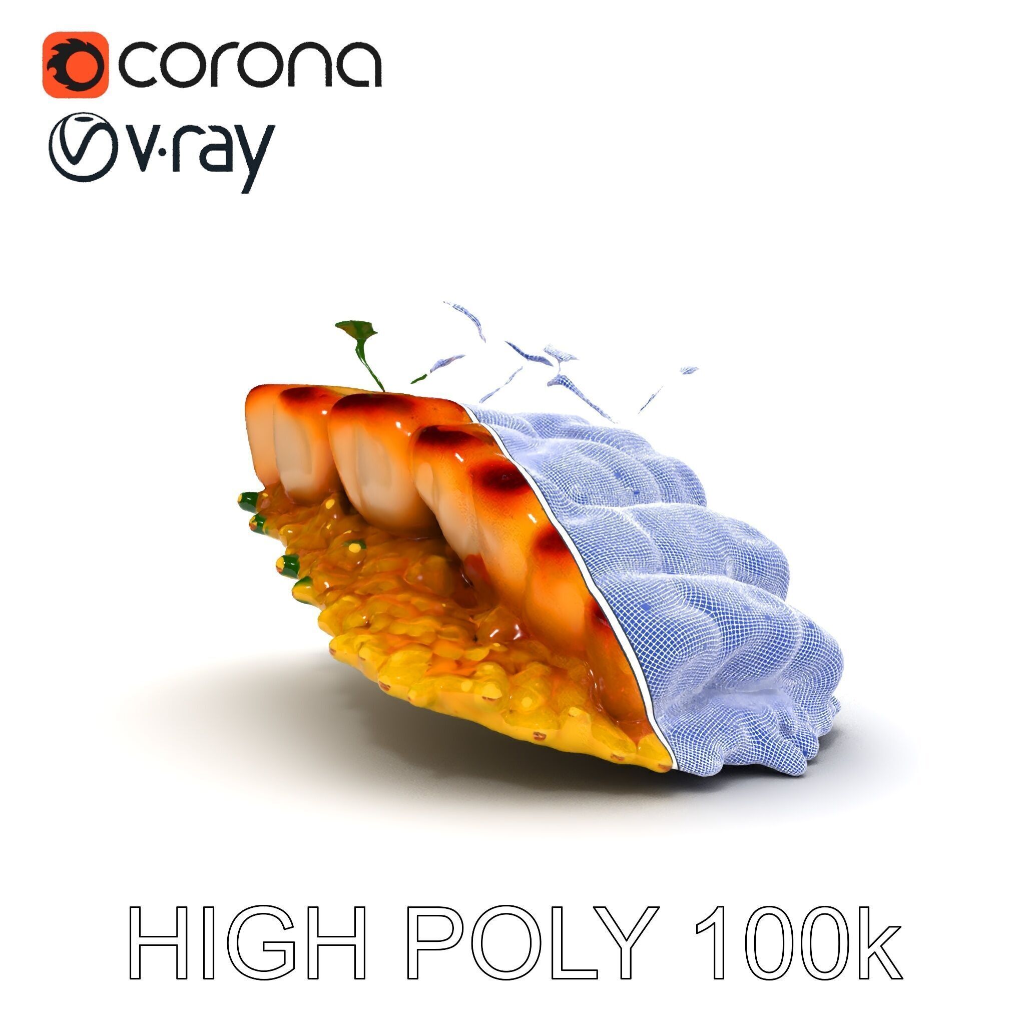 Grilled Fish Dish D Model Pack Low-poly 3D model_18