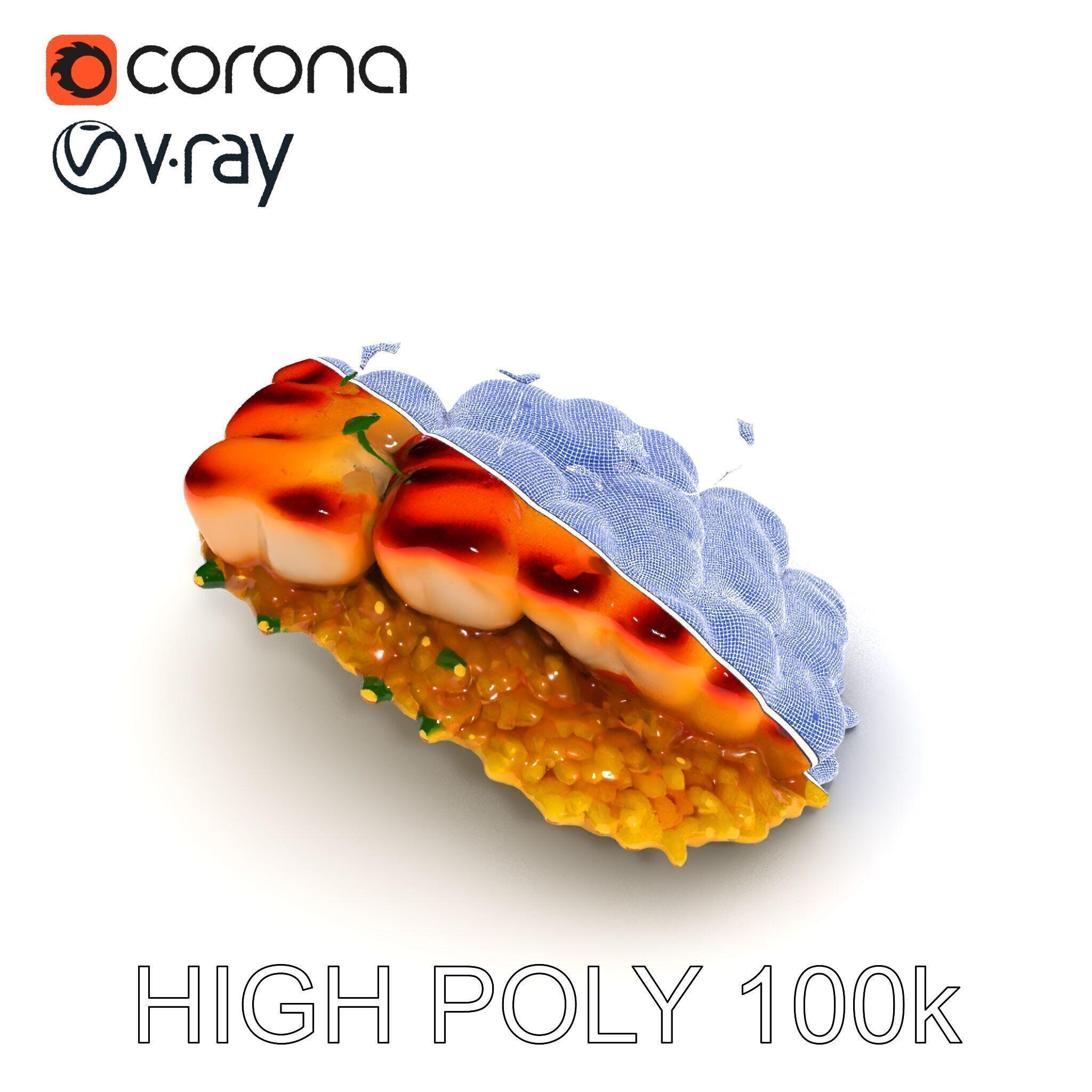 Grilled Fish Dish D Model Pack Low-poly 3D model_24