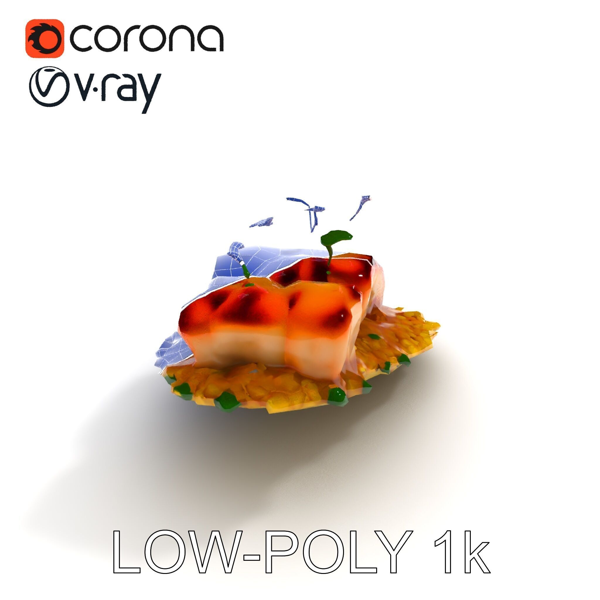 Grilled Fish Dish D Model Pack Low-poly 3D model_9