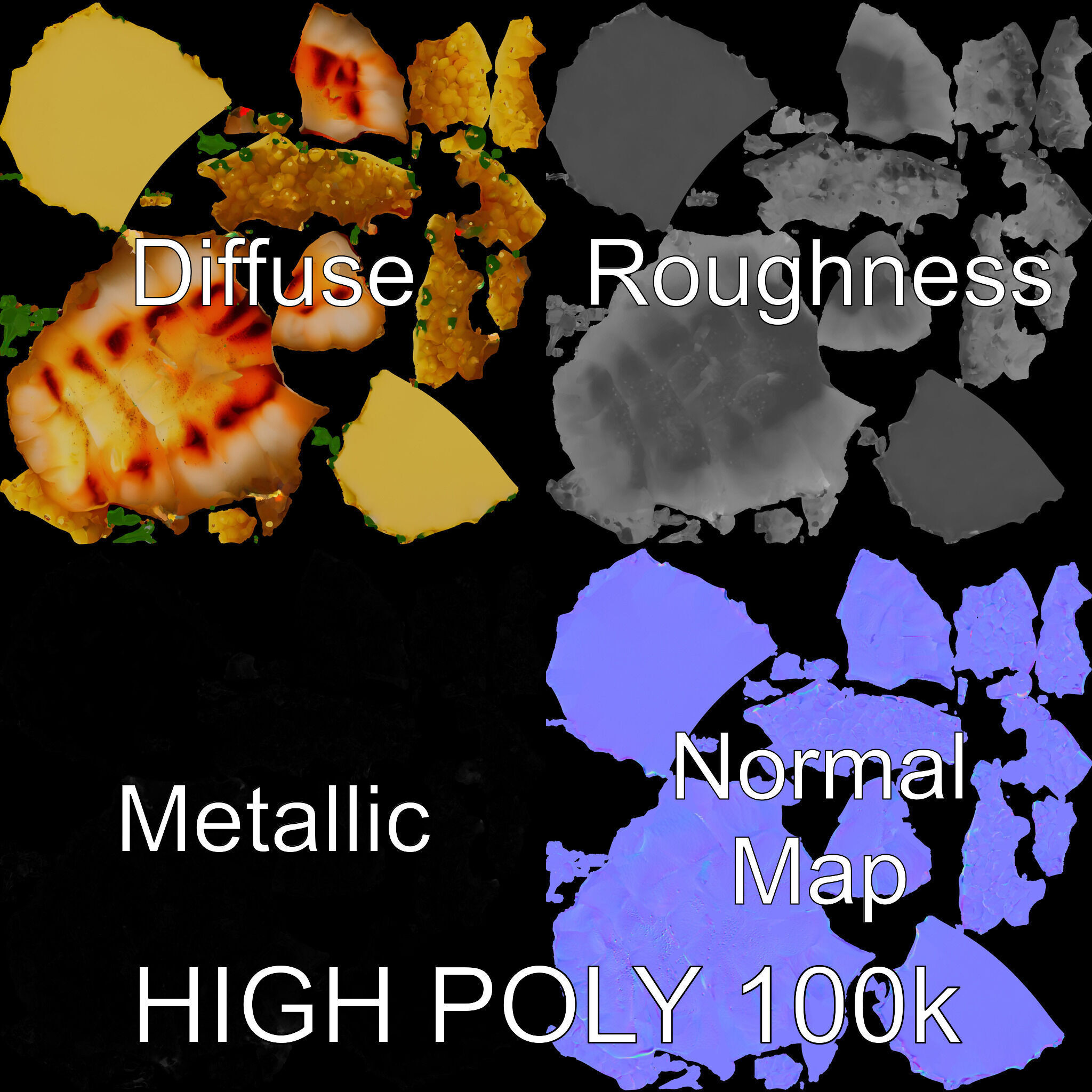 Grilled Fish Dish D Model Pack Low-poly 3D model_2