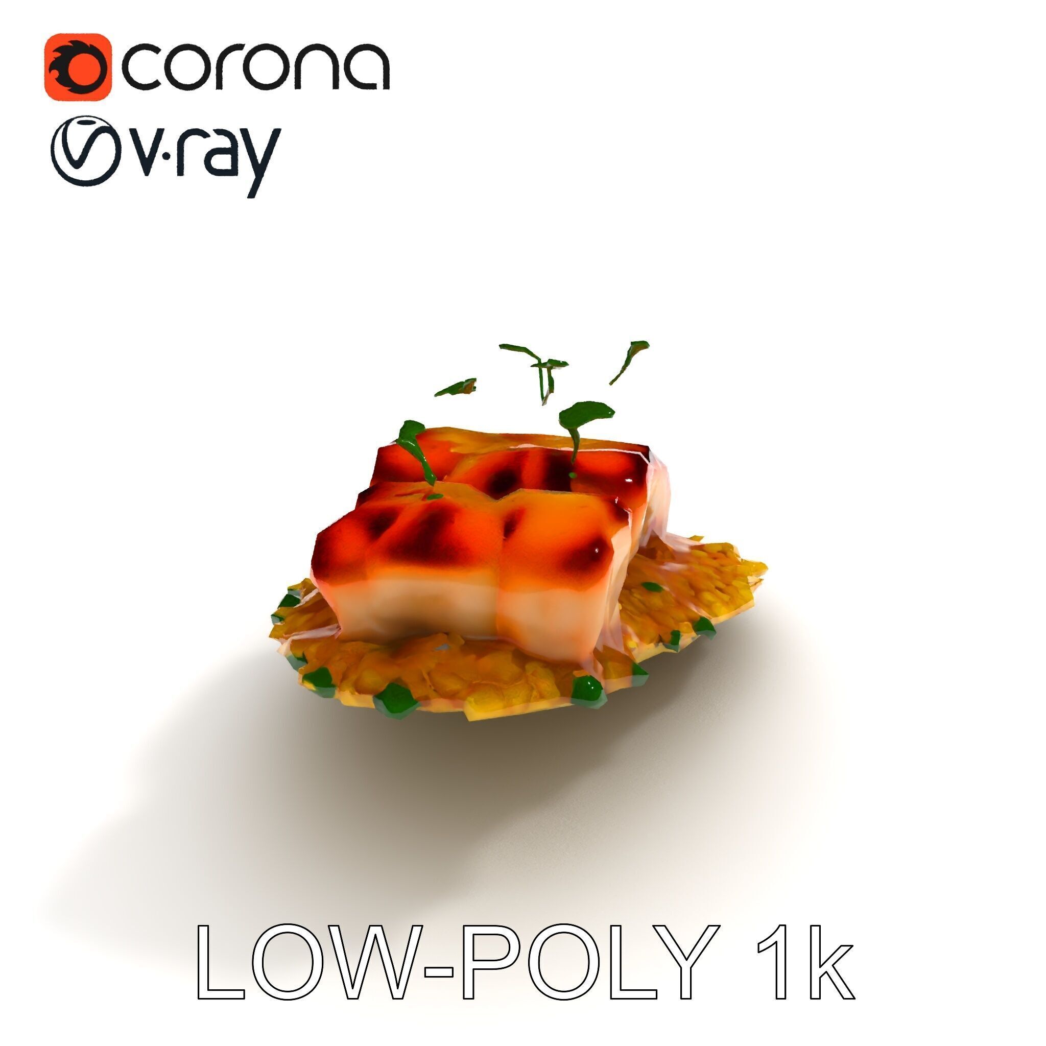 Grilled Fish Dish D Model Pack Low-poly 3D model_20