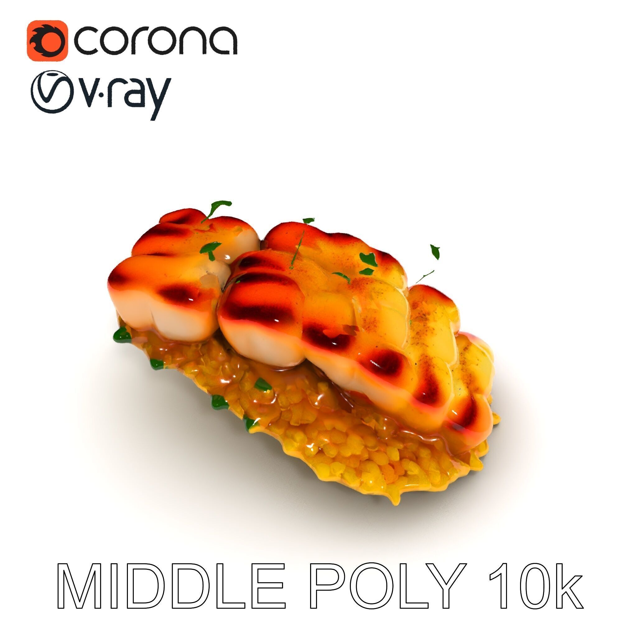 Grilled Fish Dish D Model Pack Low-poly 3D model_25