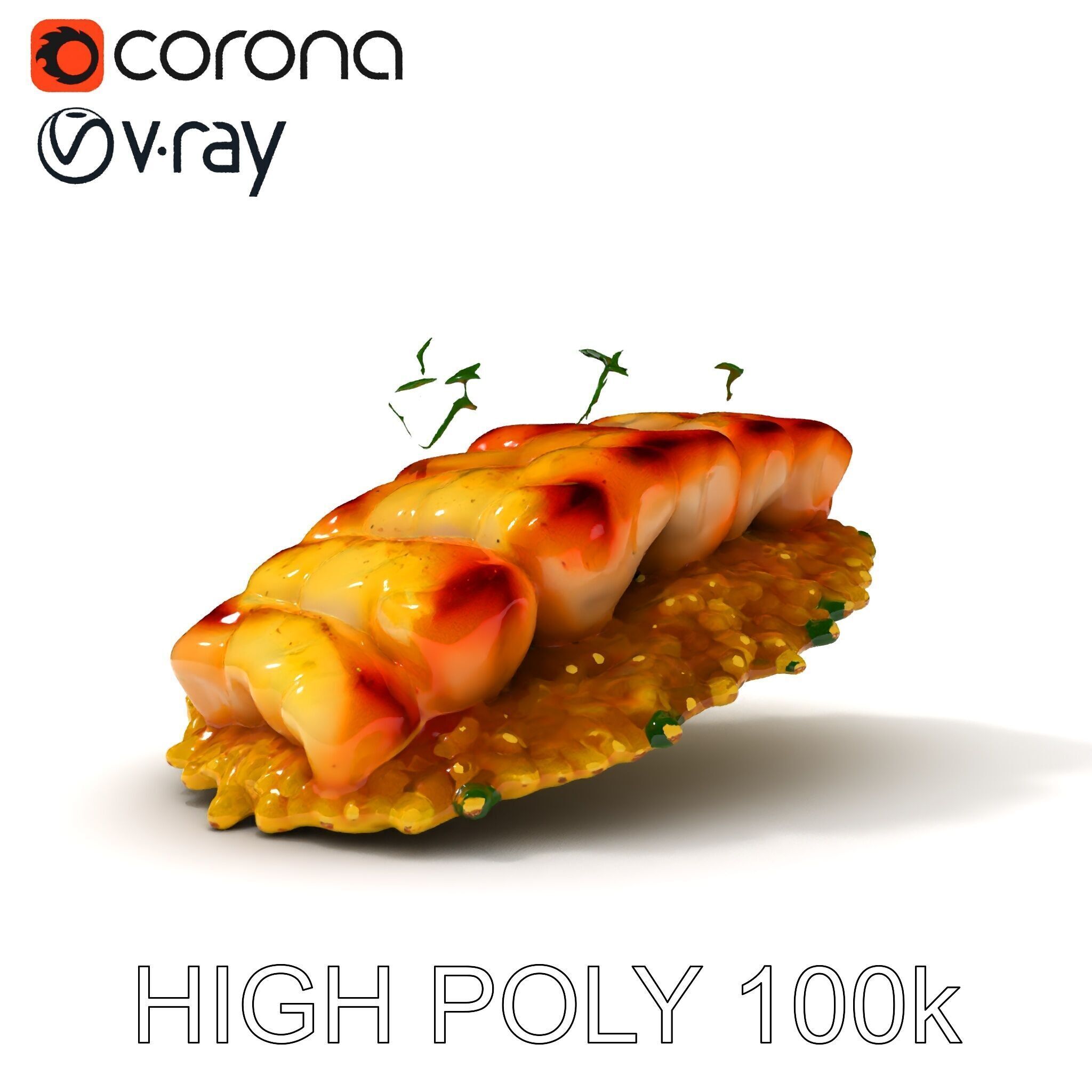 Grilled Fish Dish D Model Pack Low-poly 3D model_33