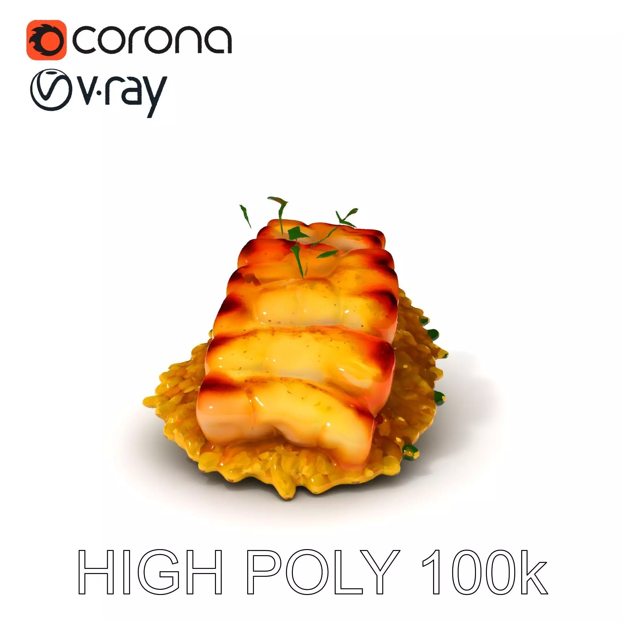 Grilled Fish Dish D Model Pack Low-poly 3D model_0