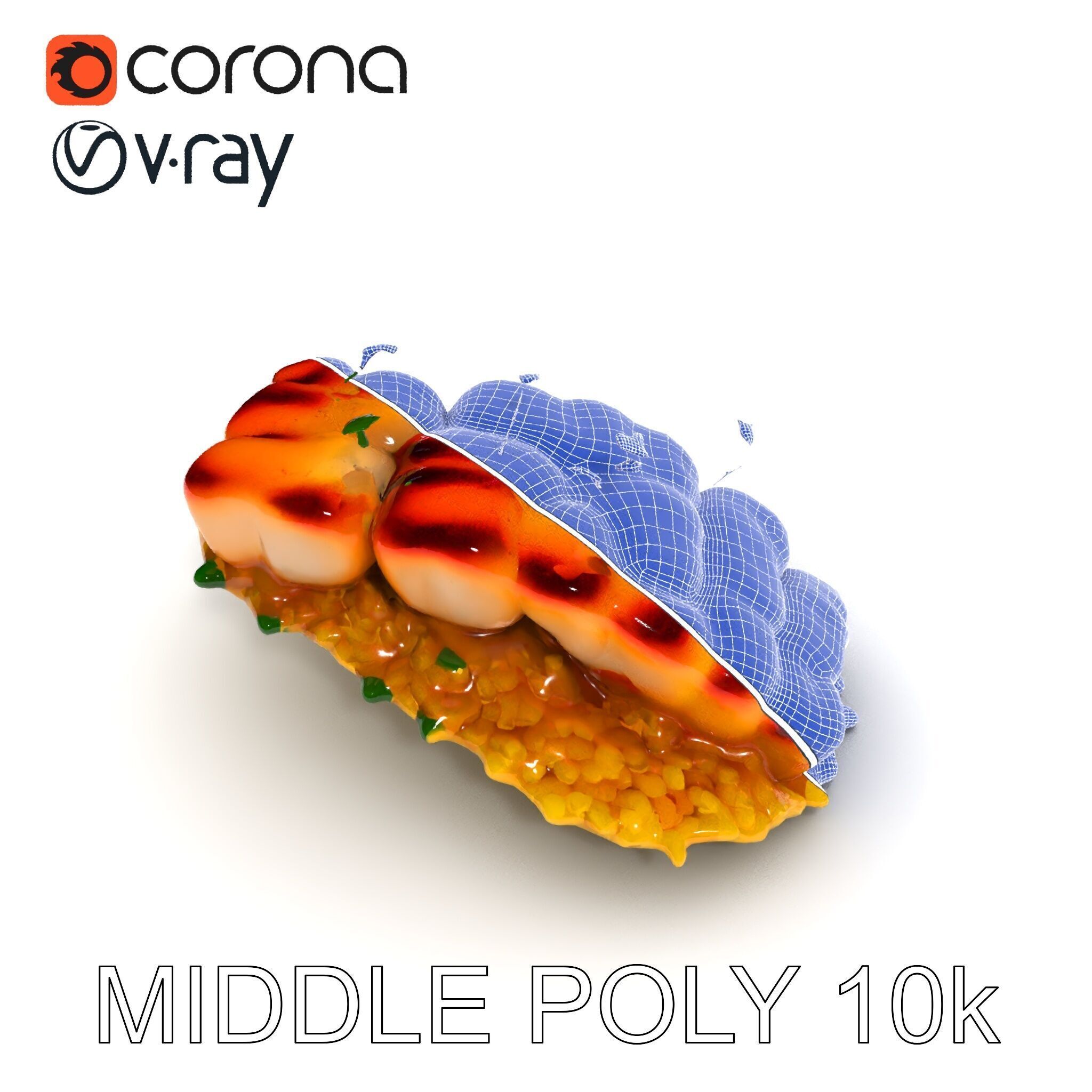 Grilled Fish Dish D Model Pack Low-poly 3D model_31