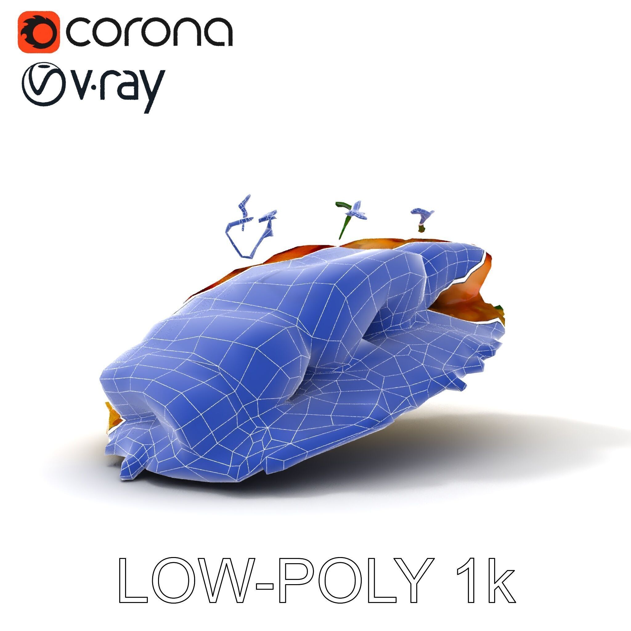 Grilled Fish Dish D Model Pack Low-poly 3D model_14