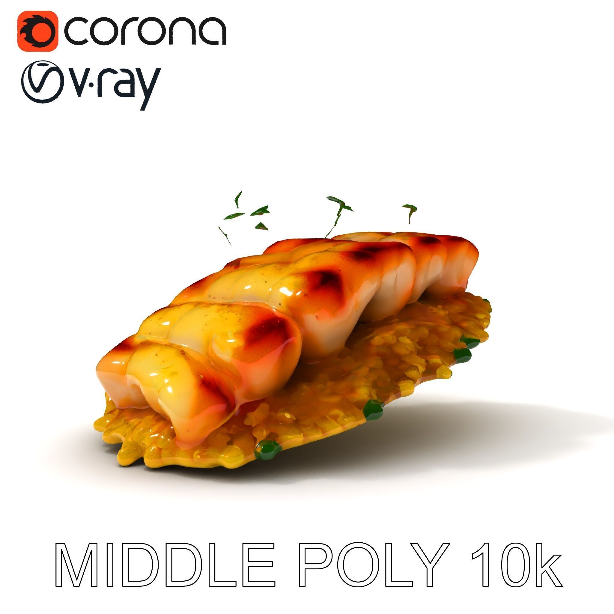 Grilled Fish Dish D Model Pack Low-poly 3D model_19