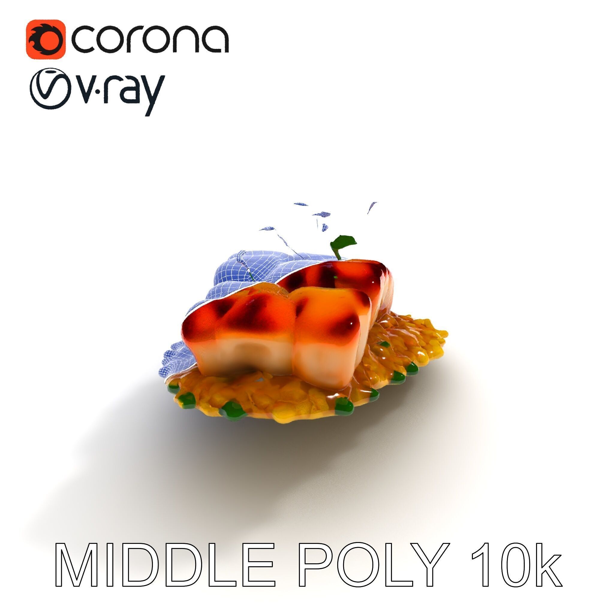 Grilled Fish Dish D Model Pack Low-poly 3D model_8