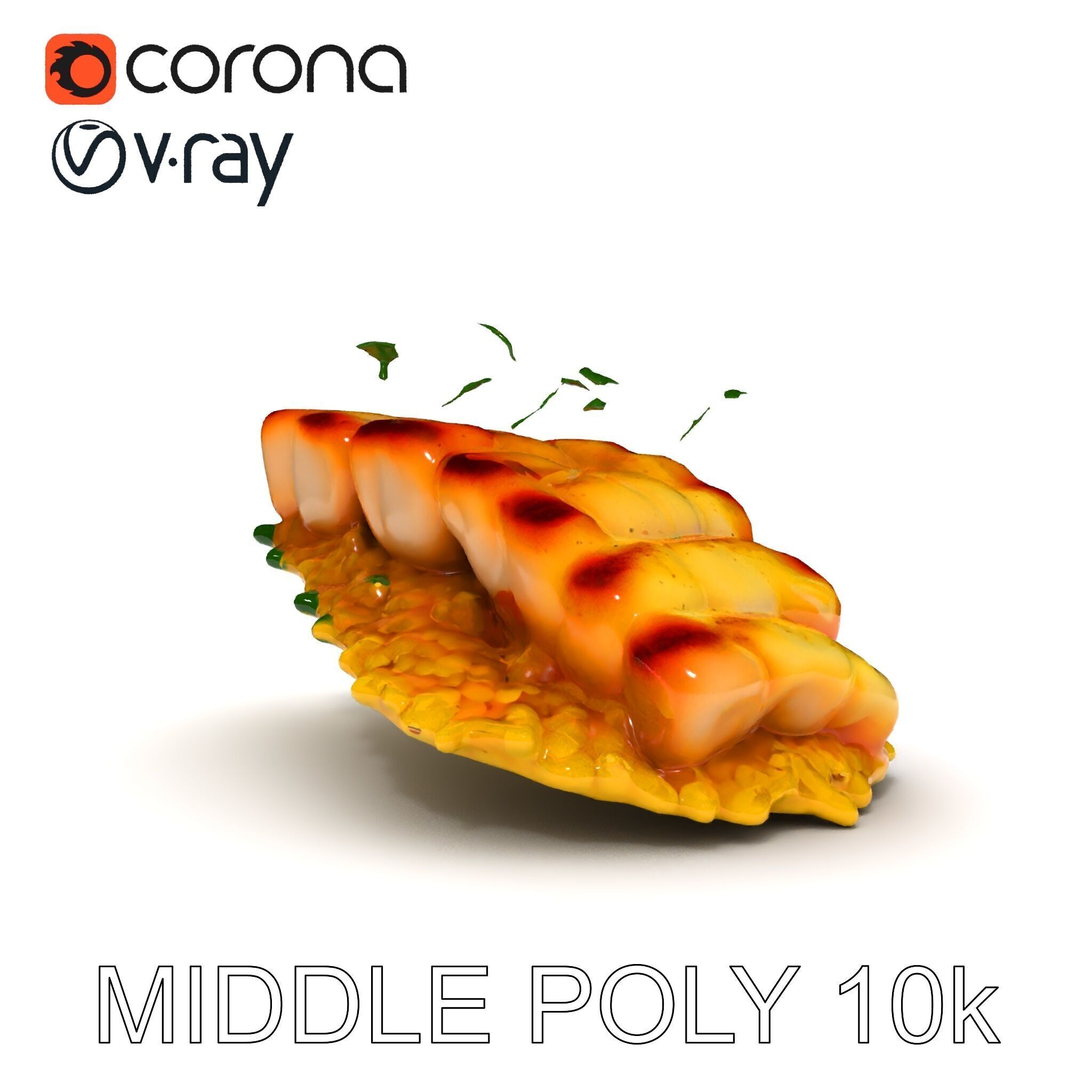 Grilled Fish Dish D Model Pack Low-poly 3D model_28