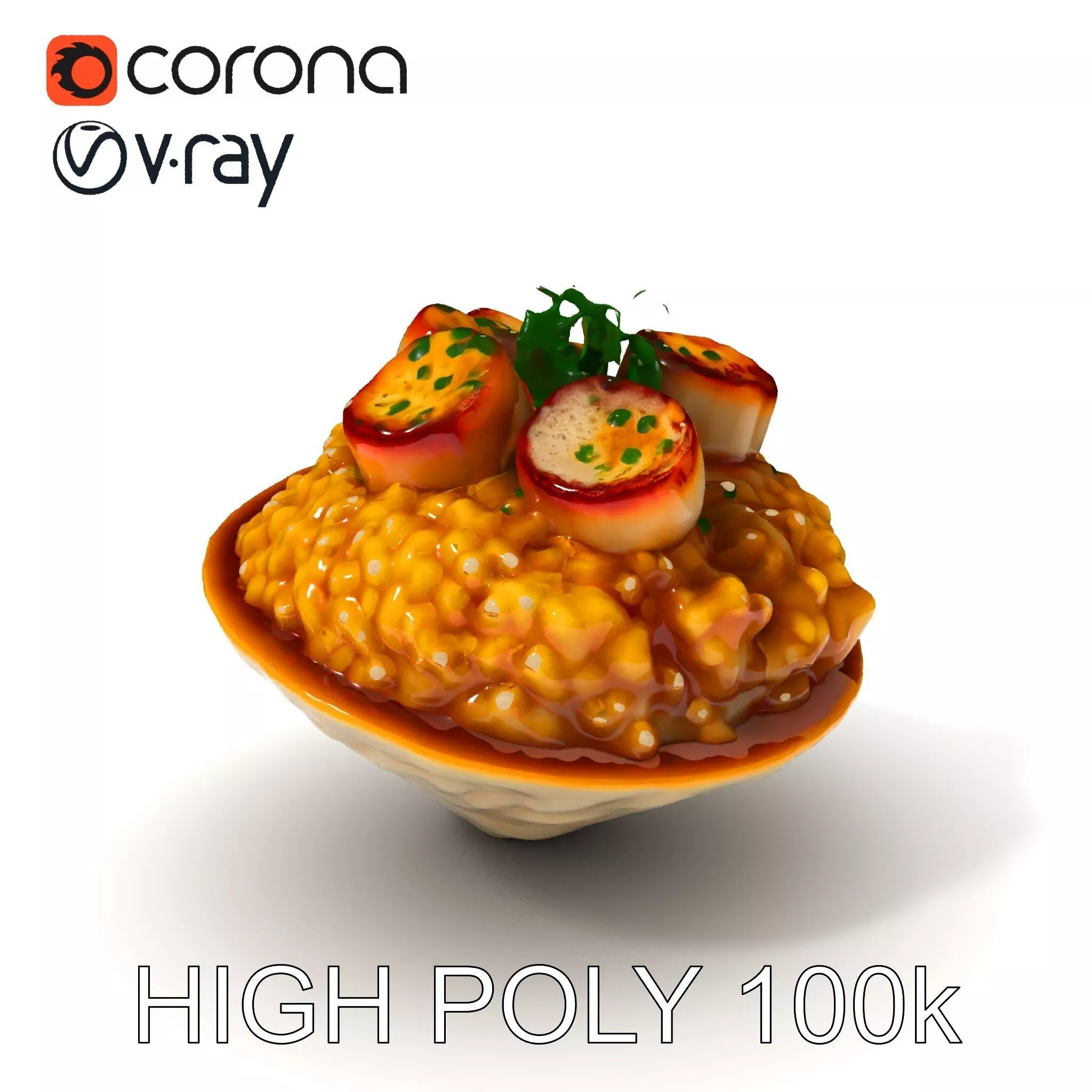 Gourmet Scallop Risotto Model Pack for Culinary Visualization Low-poly 3D model