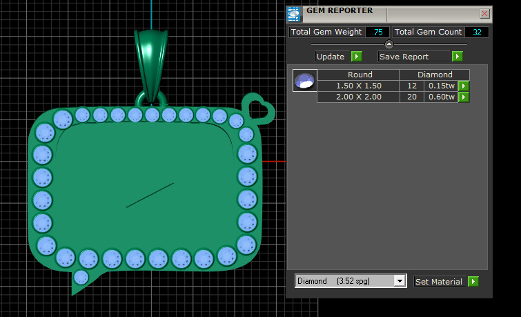 MOISSANITE Iced Youtube  PANDANT 3D PRINTABLE MODAL  3D print model_4