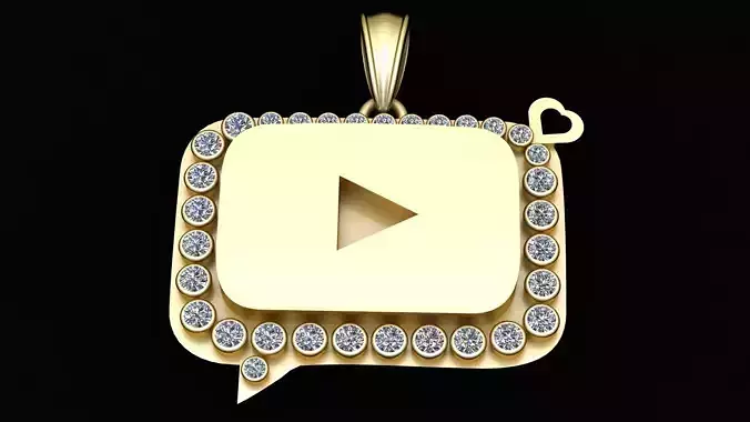 MOISSANITE Iced Youtube  PANDANT 3D PRINTABLE MODAL 