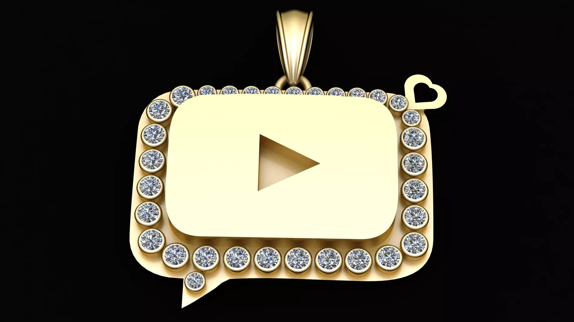 MOISSANITE Iced Youtube  PANDANT 3D PRINTABLE MODAL  3D print model_0