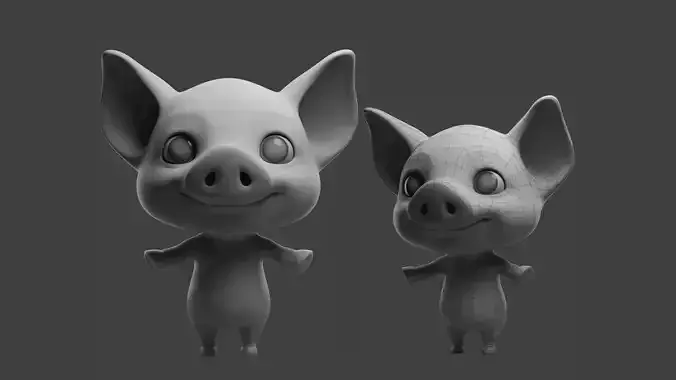 Cartoon Pig II Basemesh 