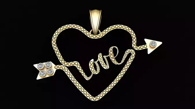 love PANDANT 3D PRINTABLE MODAL 