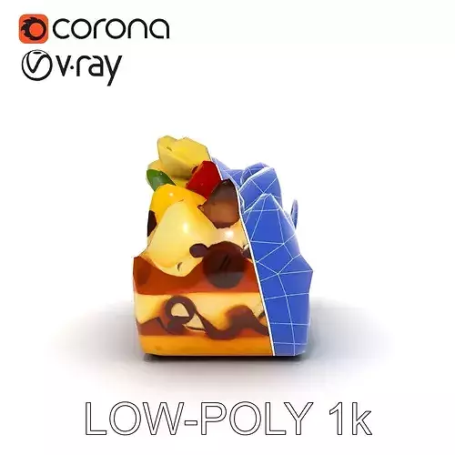 Fruit Pastry Dessert D Model Pack Low-poly 3D model 7